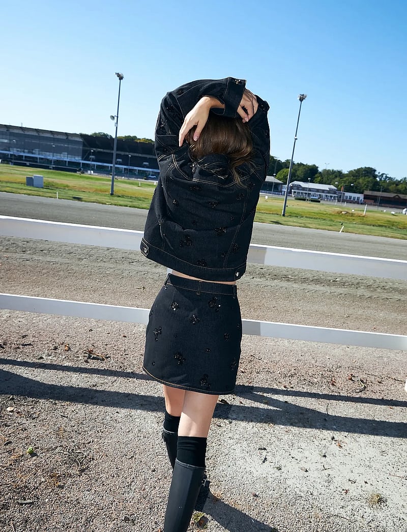 crās - Pearlycras Skirt - jeanskjolar - 9007 faded black - 5