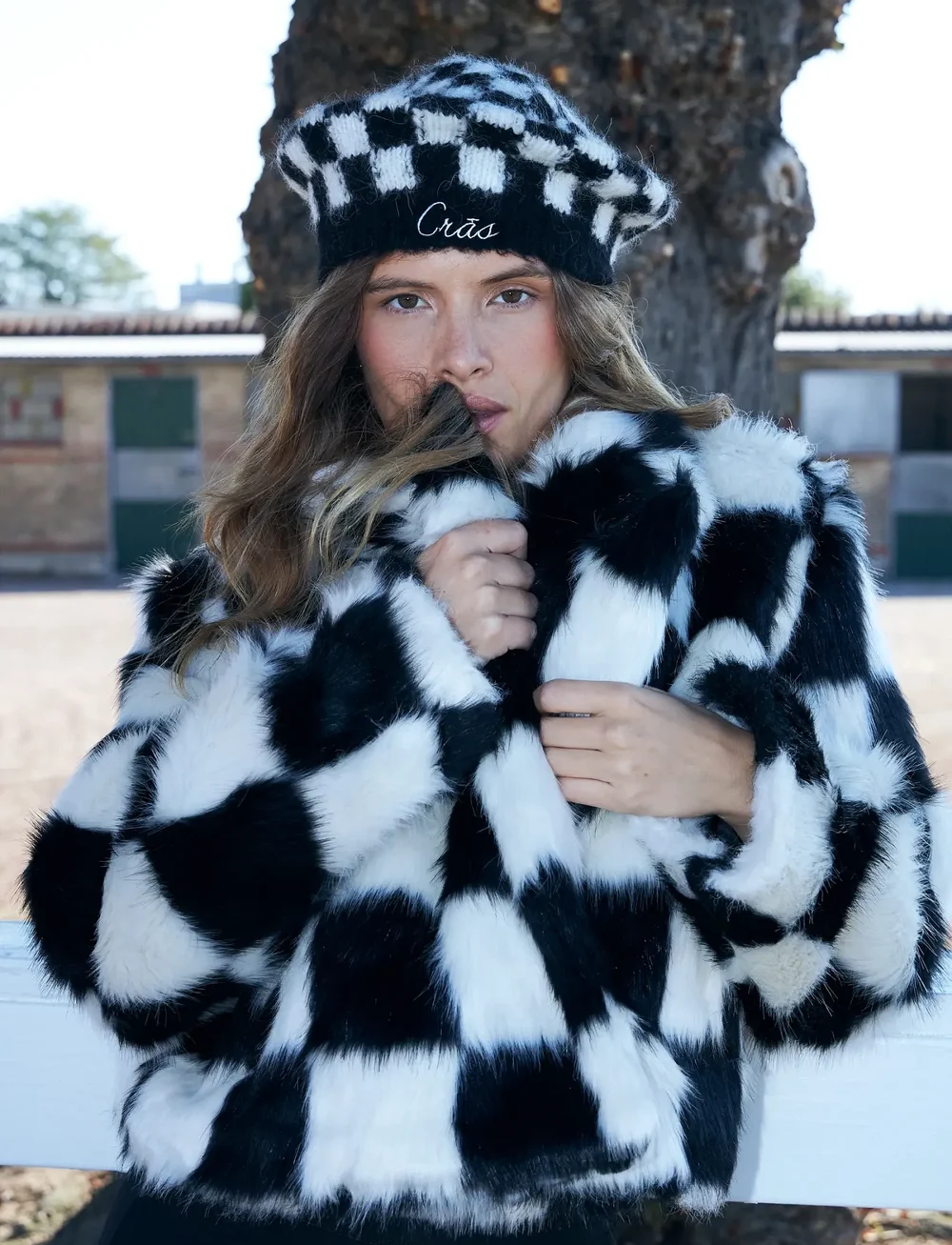 crās - Skylarcras Beret - adītas cepures - 8103 white black check - 2