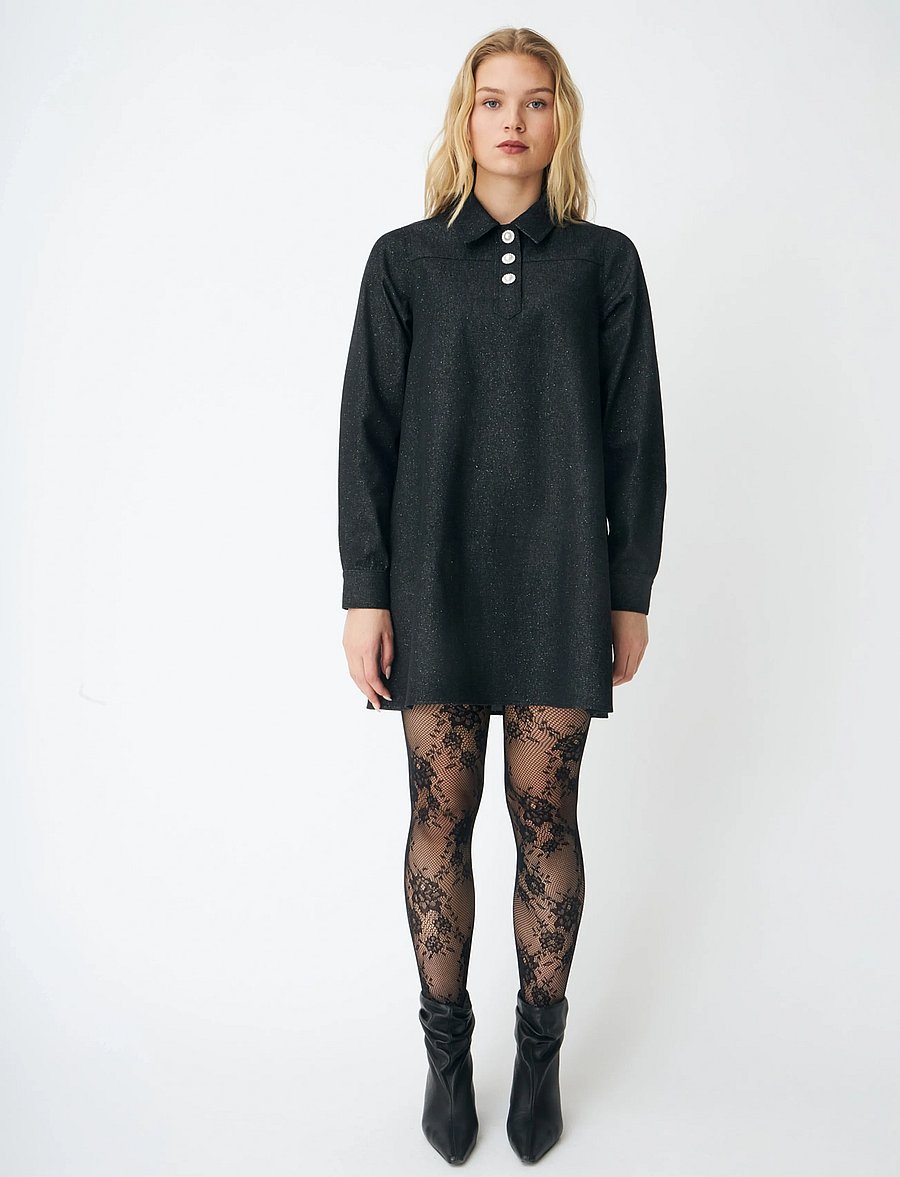 crās - Dendracras Dress - hemdkleider - 9996 black glitter - 2