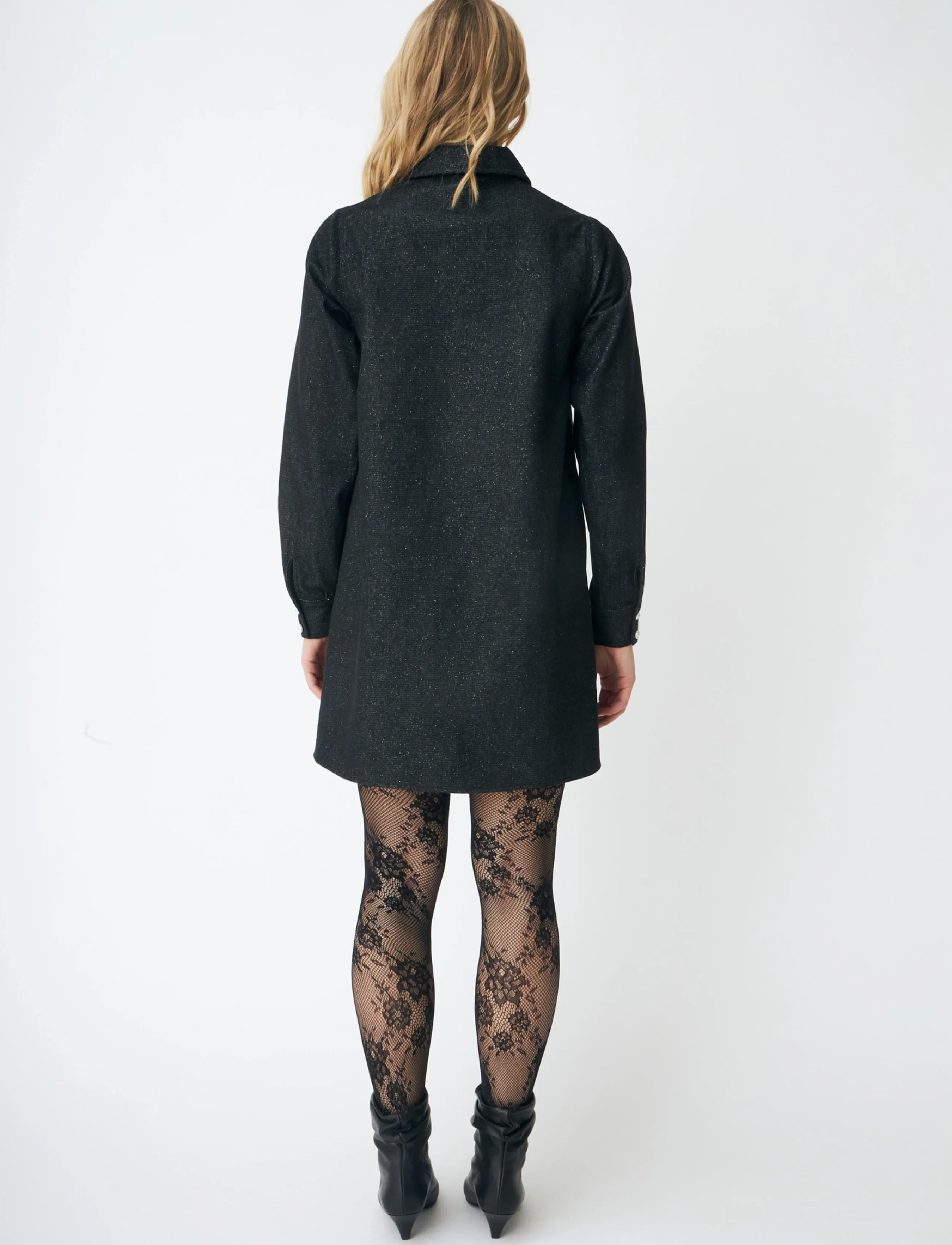 crās - Dendracras Dress - skjortklänningar - 9996 black glitter - 3