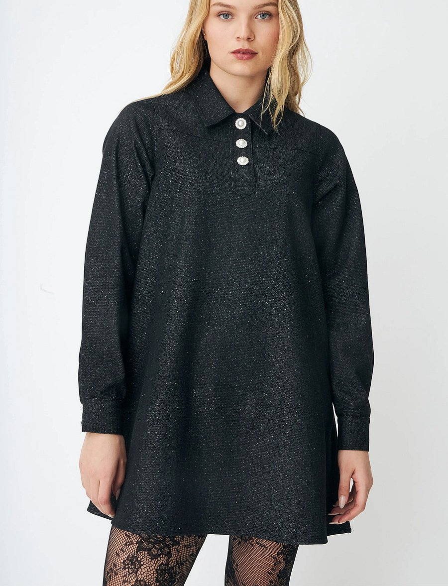 crās - Dendracras Dress - hemdkleider - 9996 black glitter - 4