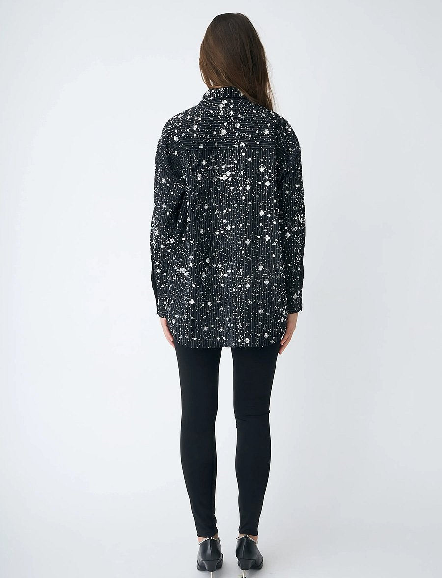 crās - Elliecras Shirt - langermede skjorter - 9995 black pinstripe - 3