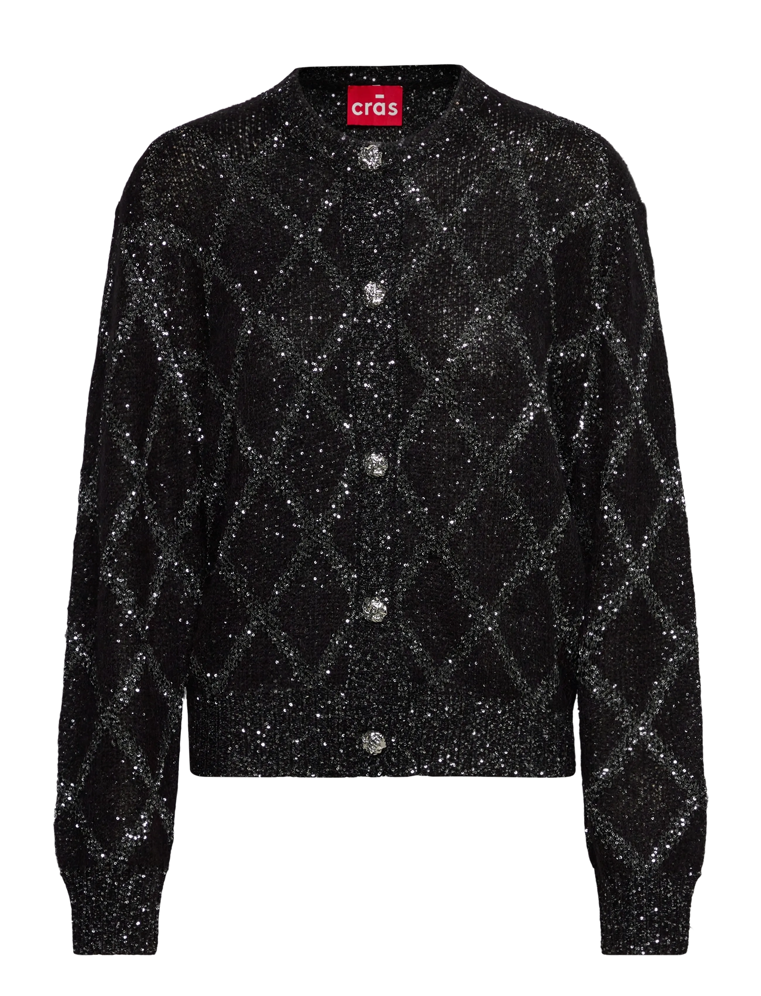 crās Glitzcras Knit Cardigan - Cras - 9993 BLACK SILVER CHECK / black