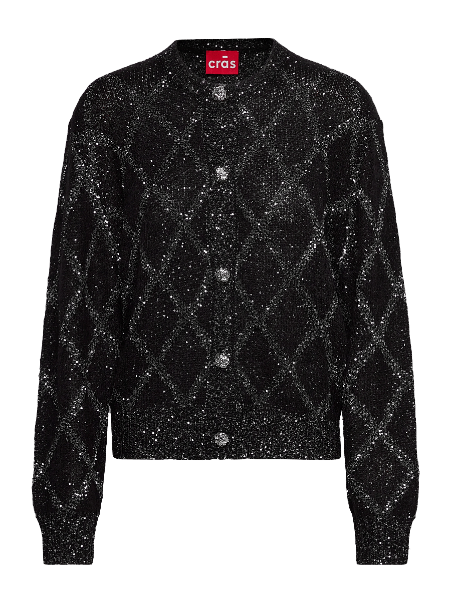 crās - Glitzcras Knit Cardigan - cardigans - 9993 black silver check - 0