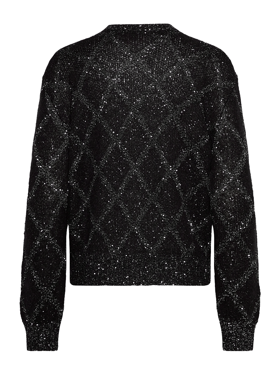 crās - Glitzcras Knit Cardigan - cardigans - 9993 black silver check - 1