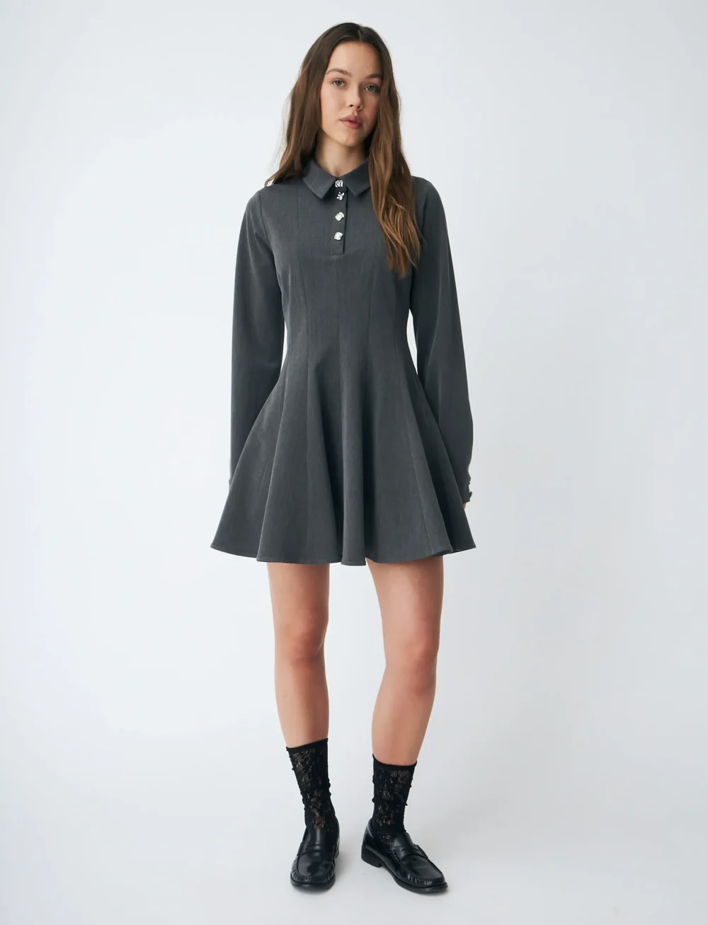 crās - Polocras Dress - skjortekjoler - grey melange - 2