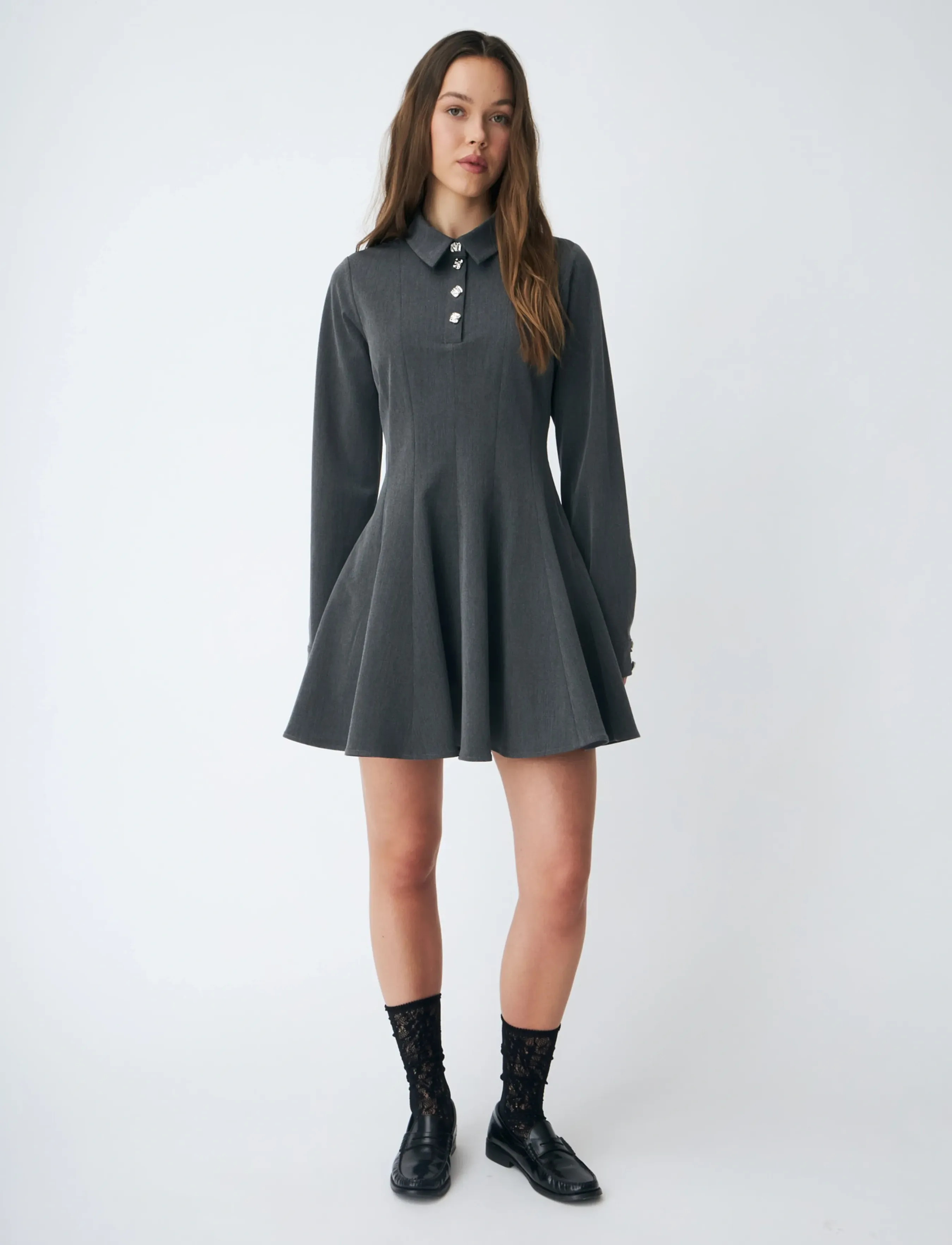 crās - Polocras Dress - shirt dresses - grey melange - 2