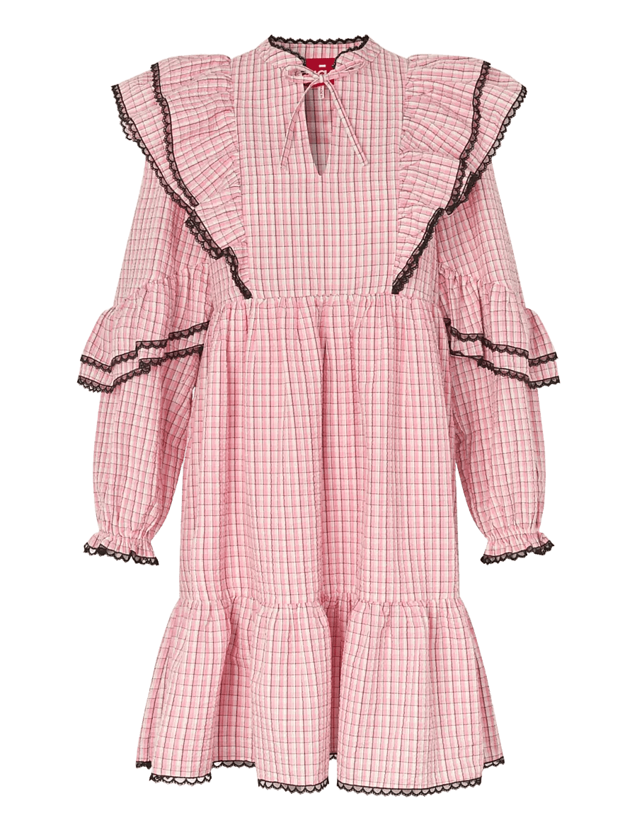 crās - Aspacras Dress - vasaras kleitas - 8114 pink check - 1