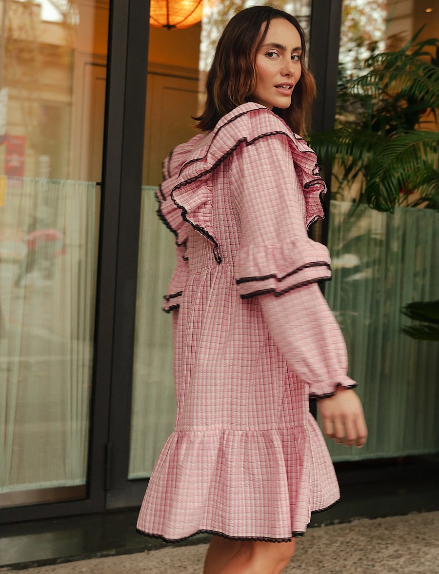 crās - Aspacras Dress - vasaras kleitas - 8114 pink check - 3