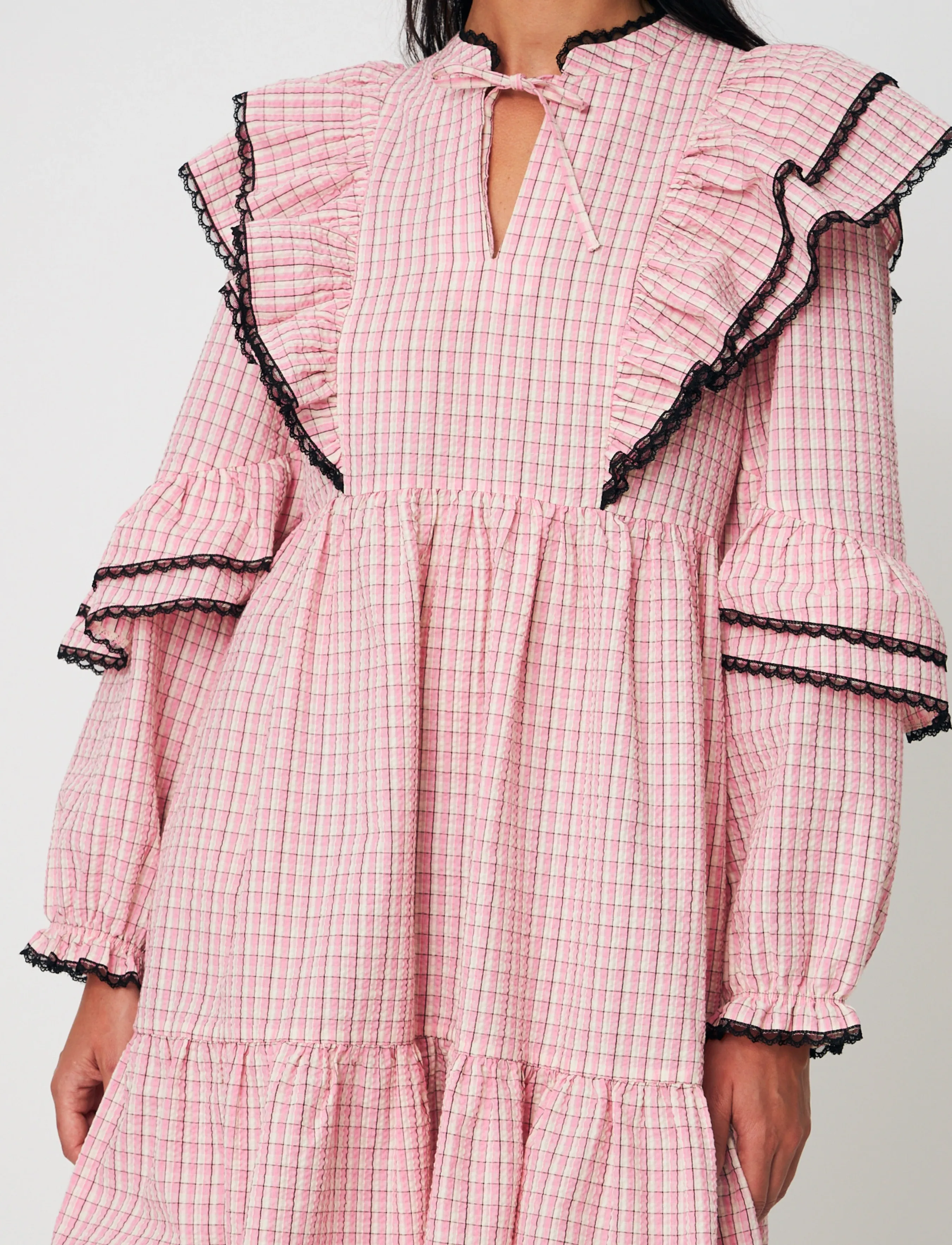 crās - Aspacras Dress - kurze kleider - 8114 pink check - 5