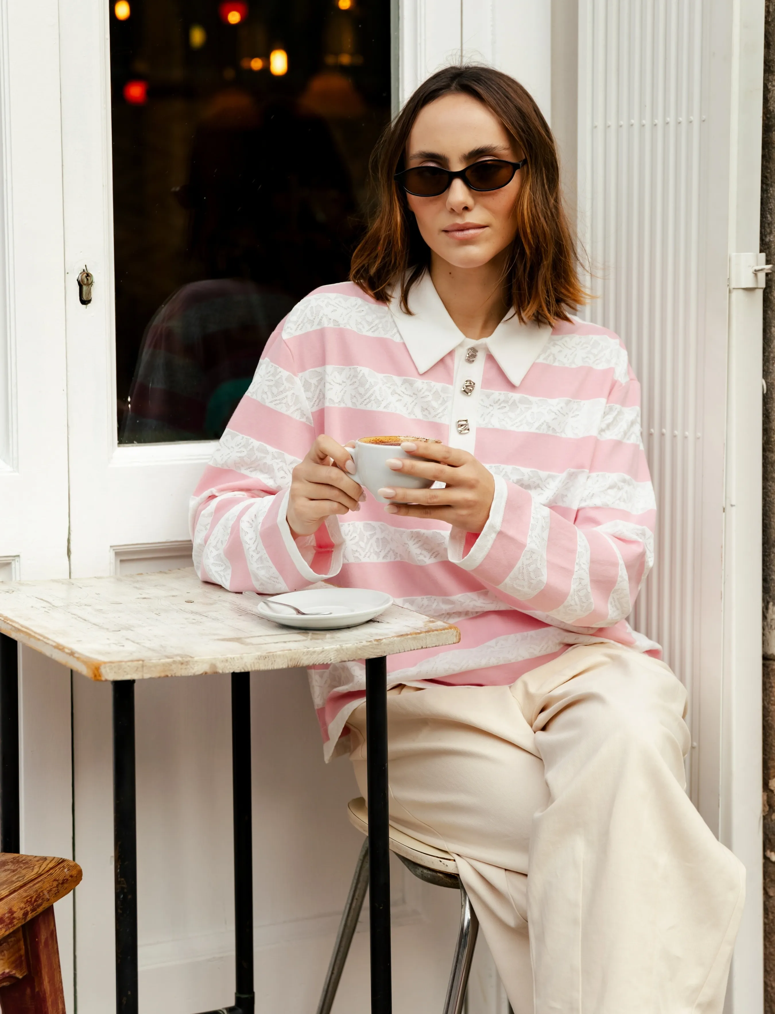 crās Beacras Blouse - Bluser & Skjorter - ROSE CREME STRIPE / pink/rose