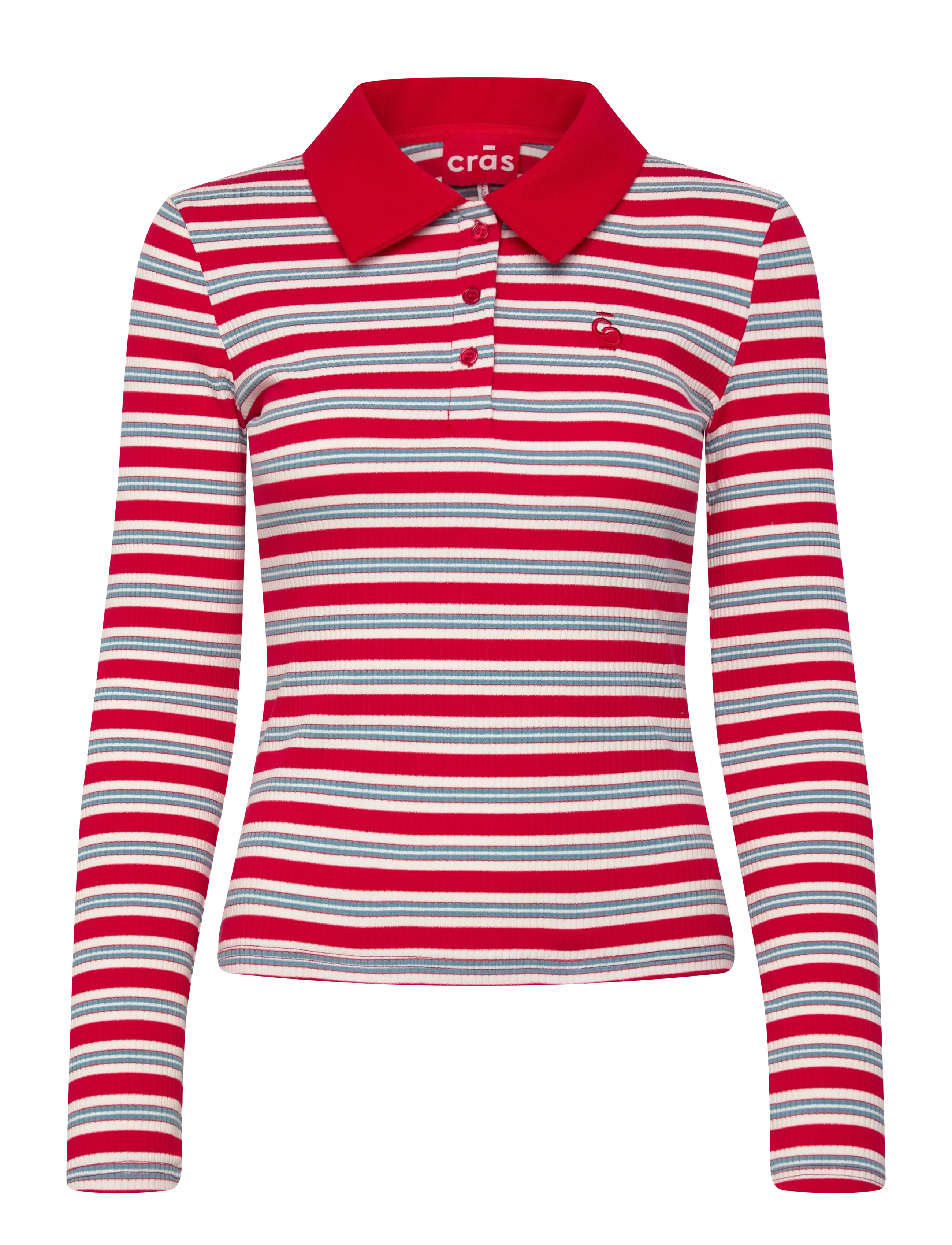 crās Lesliecras Polo Blouse, Kvinder, Langærmet Polo Bluse, Rød, Str: 40