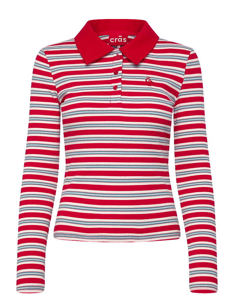crās - Lesliecras Polo Blouse - polosärgid - red blue stripe - 0