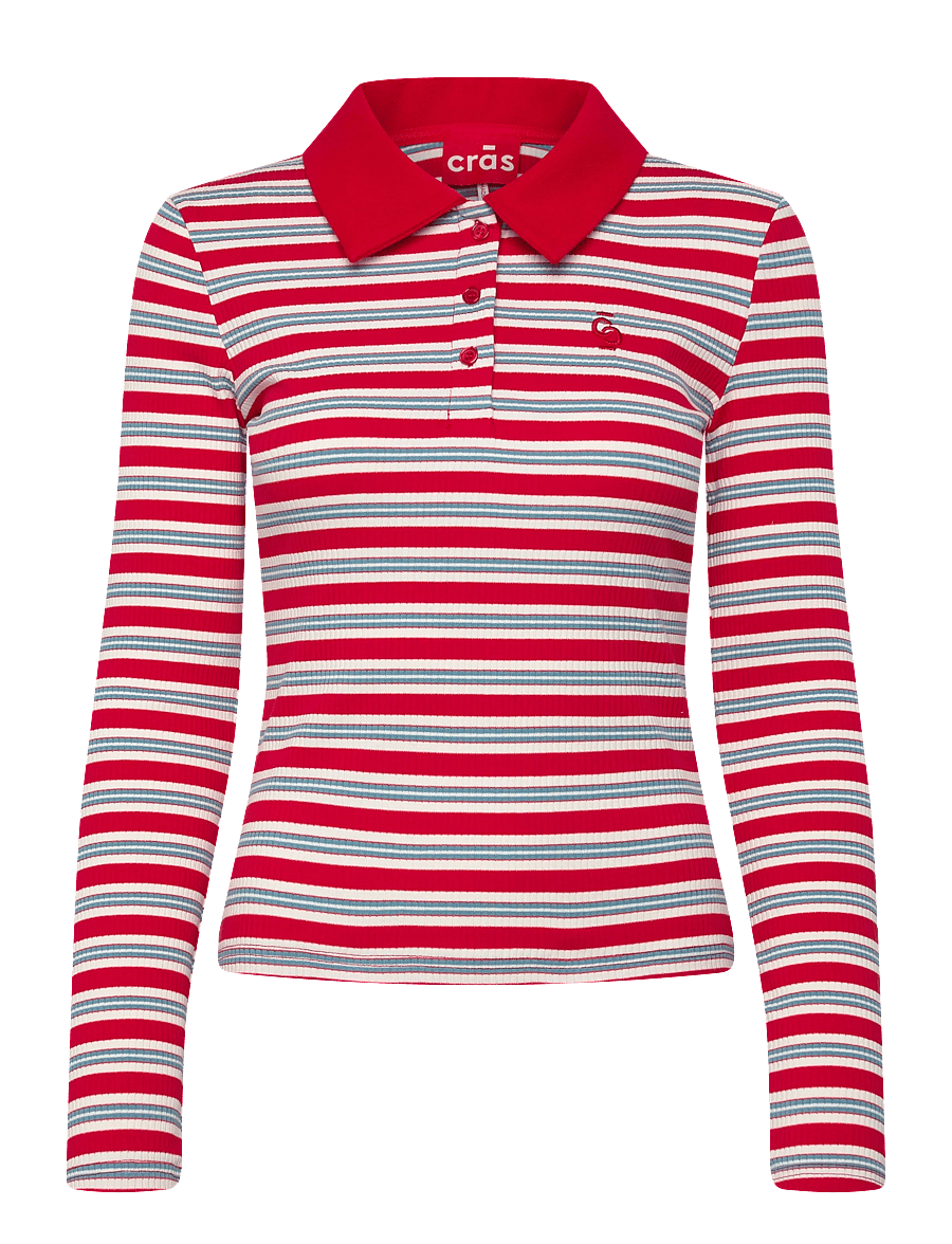 crās - Lesliecras Polo Blouse - polo krekli - red blue stripe - 0