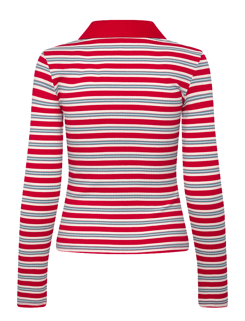 crās - Lesliecras Polo Blouse - polosärgid - red blue stripe - 1