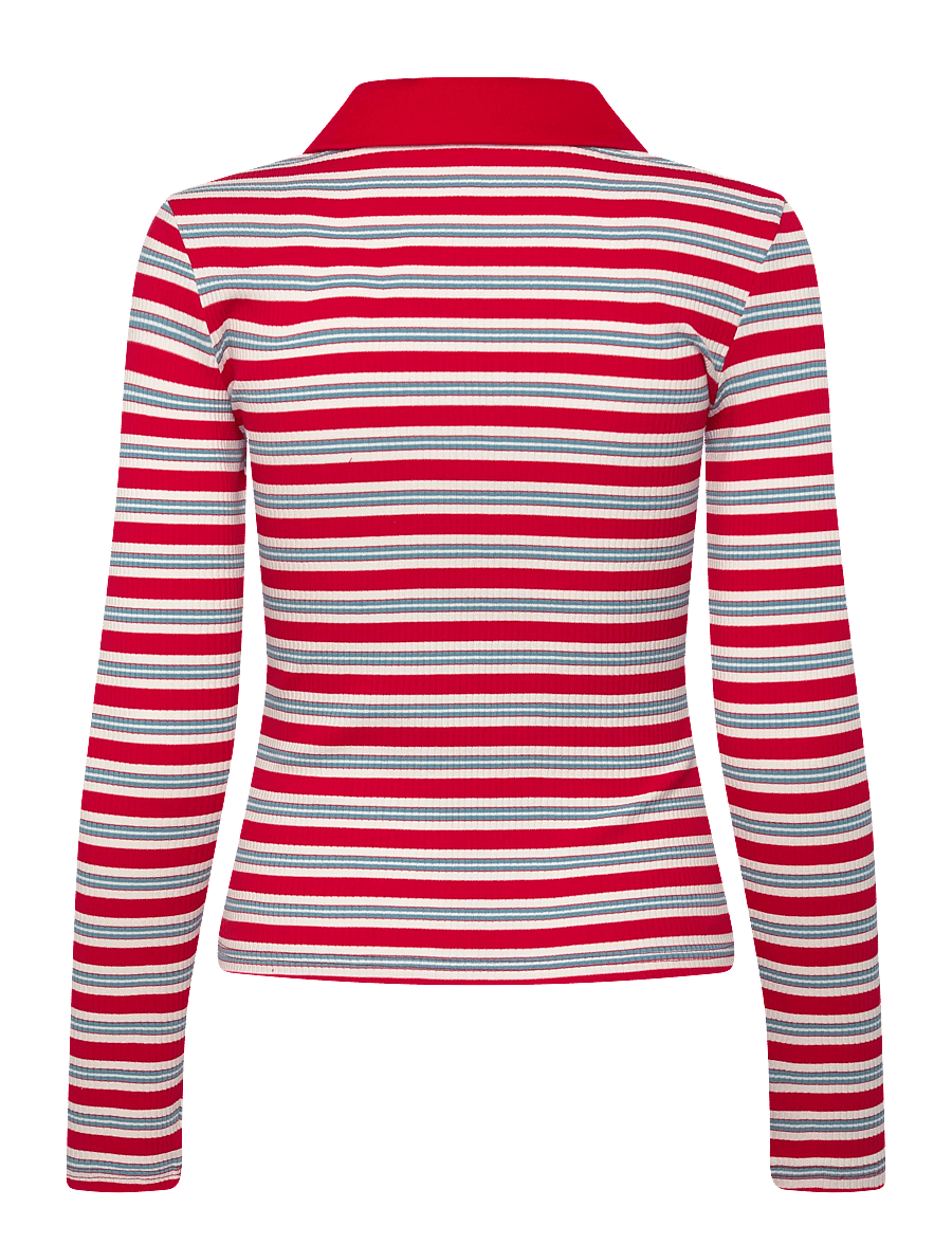 crās - Lesliecras Polo Blouse - polo krekli - red blue stripe - 1
