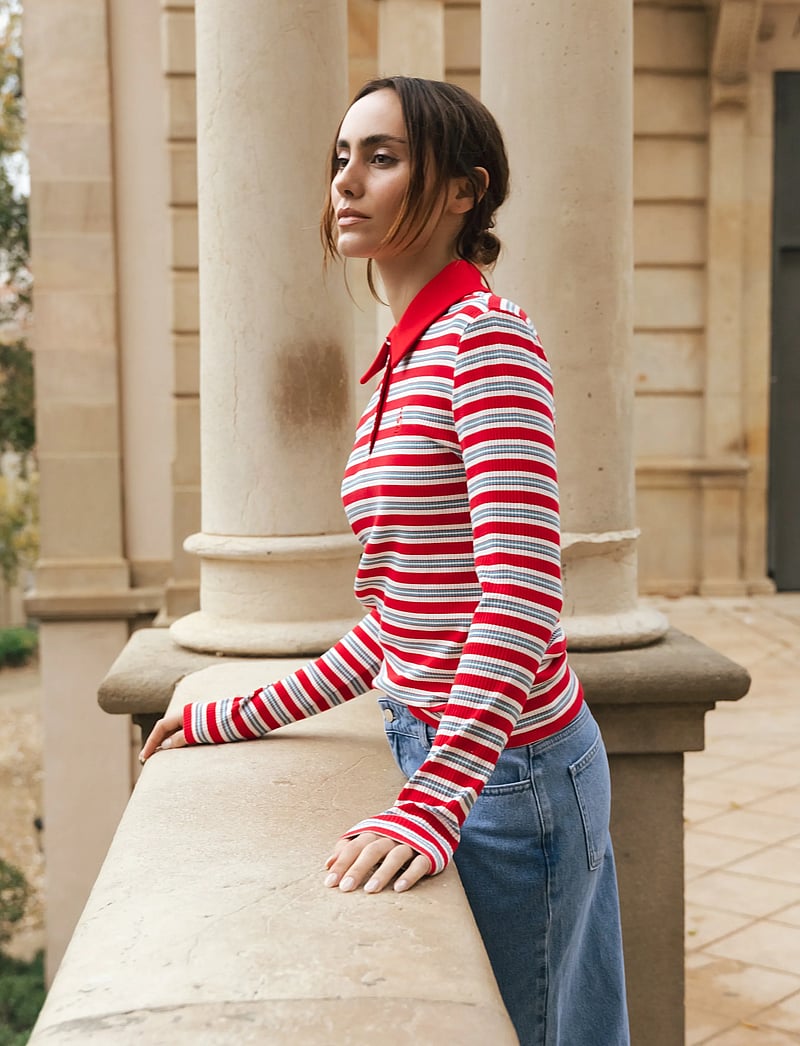 crās - Lesliecras Polo Blouse - polosärgid - red blue stripe - 3