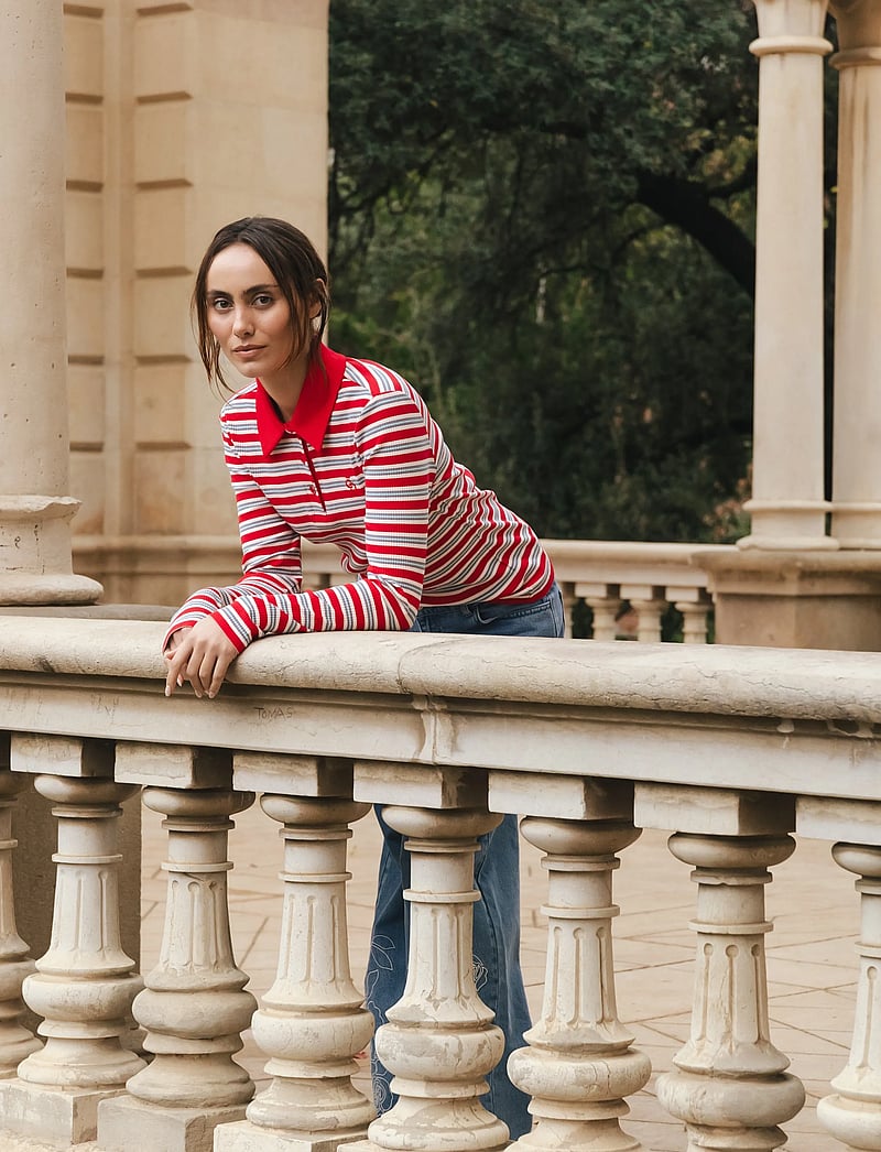 crās - Lesliecras Polo Blouse - polosärgid - red blue stripe - 4