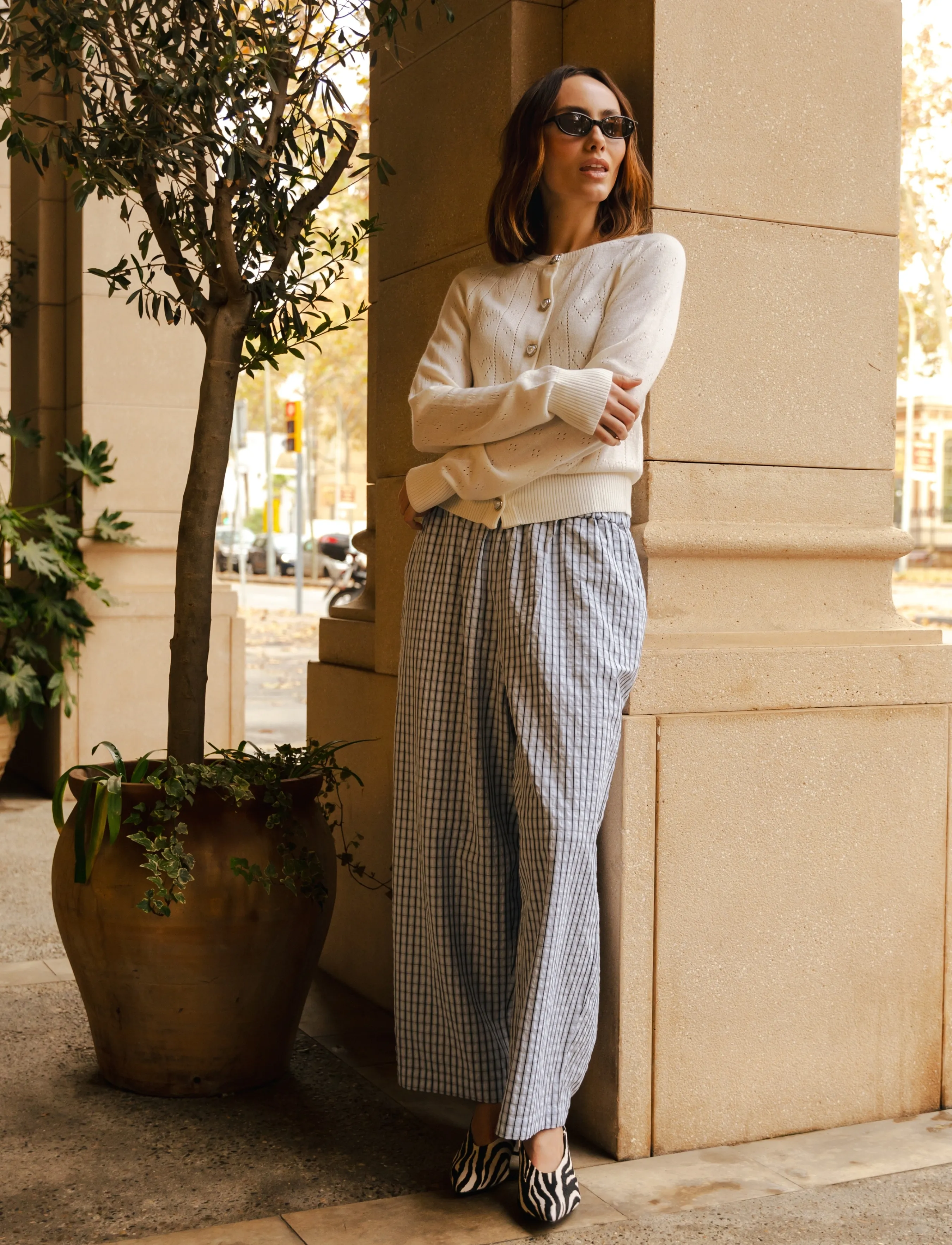 crās Flowercras Pants - Transitional Layering - BLUE CHECK / blue