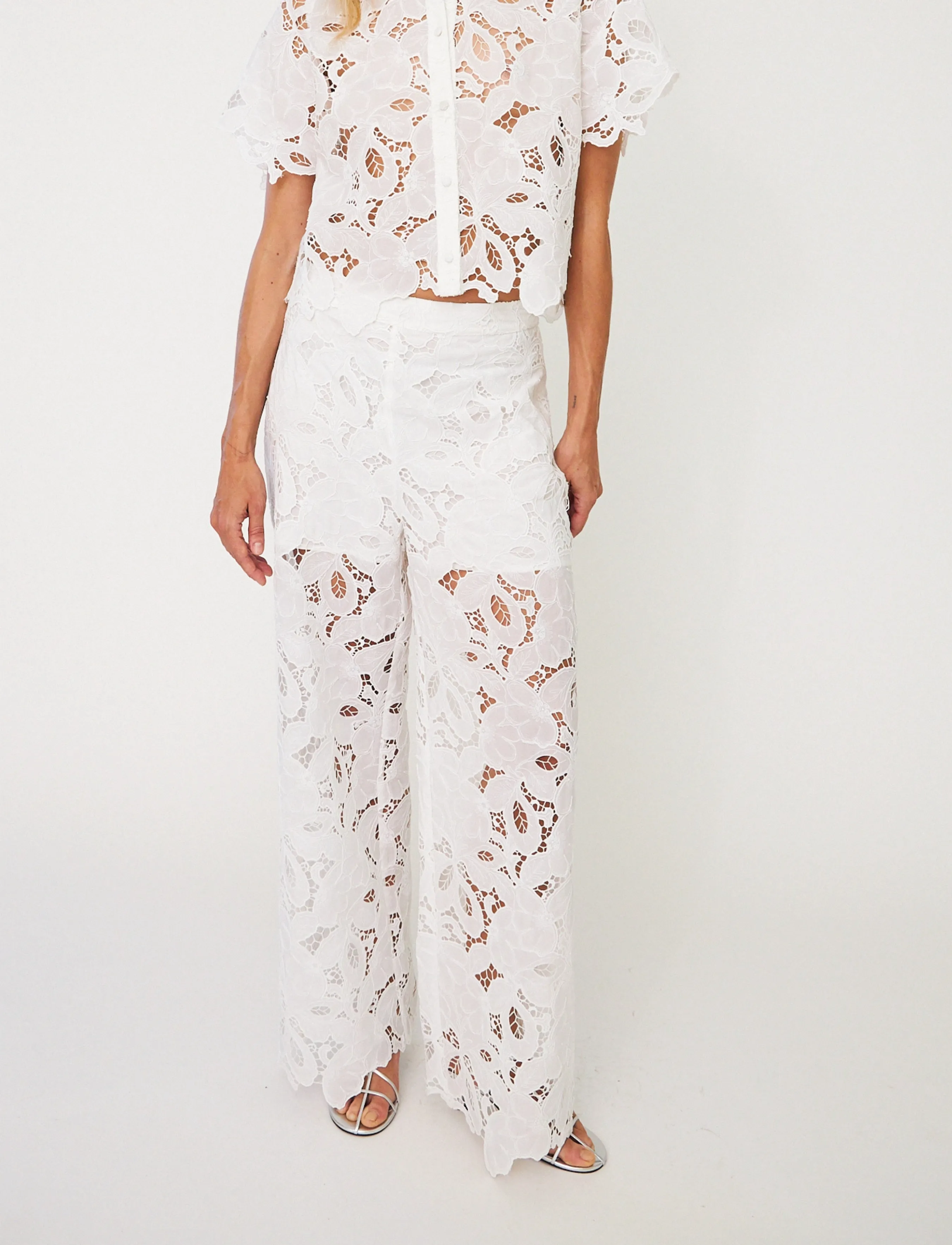 crās - Floricras Pants - wide leg trousers - white - 4