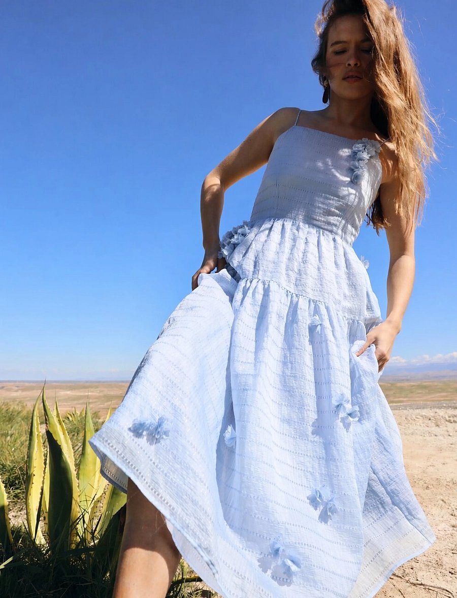 crās - Palmacras Dress - midikleider - light blue - 0