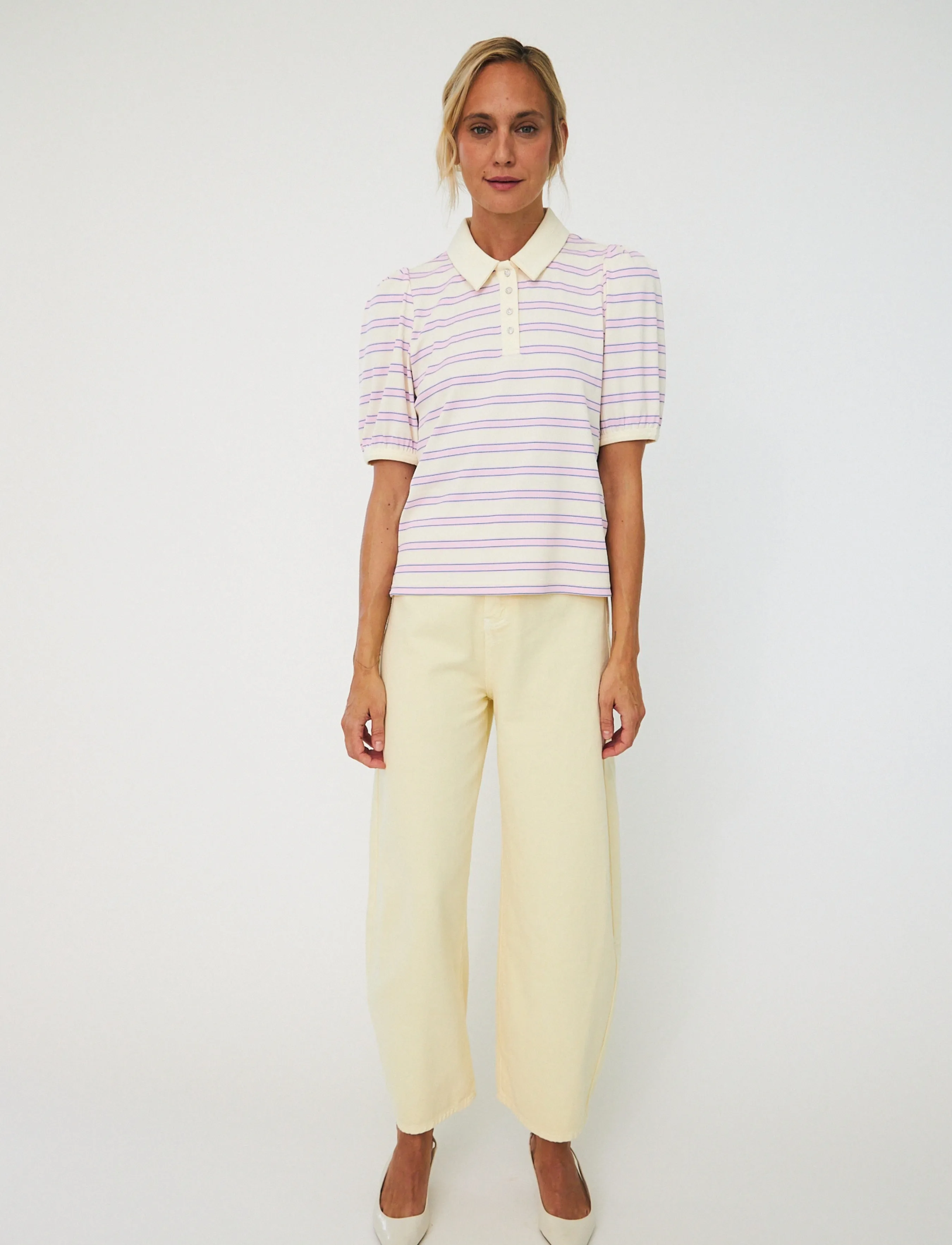 crās - Kleocras Polo - poloshirts - creme lilac stripe - 3