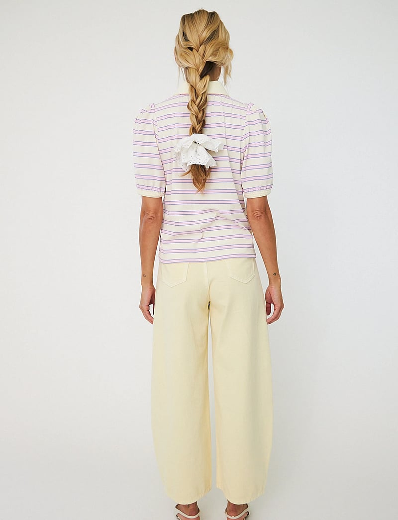 crās - Kleocras Polo - polo shirts - creme lilac stripe - 4