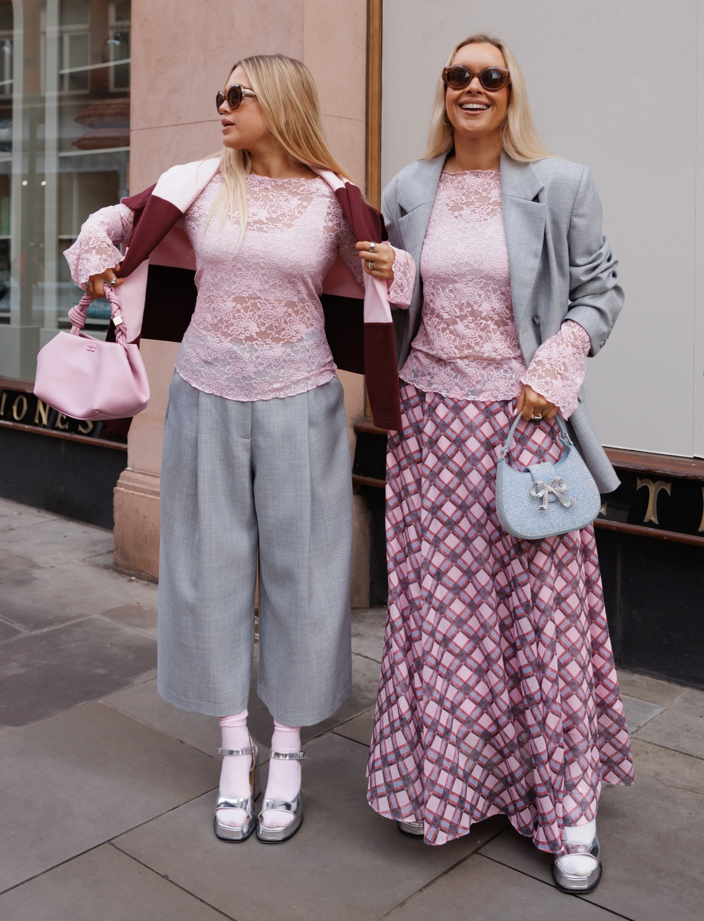 crās Odellecras Skirt - Maxi skirts - PINK CHECK / pink/rose