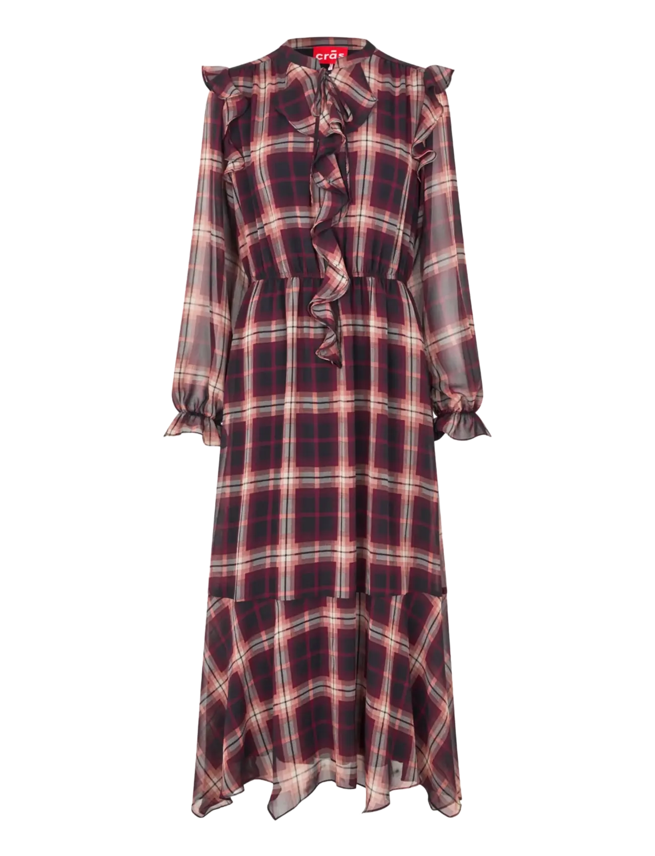 crās - Dittacras Dress - midi dresses - bordeaux check - 1