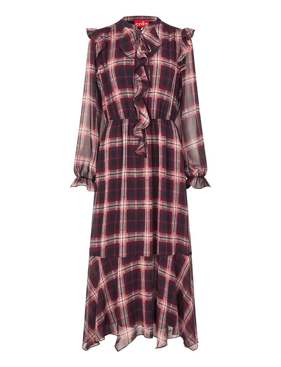 crās - Dittacras Dress - midi dresses - bordeaux check - 1