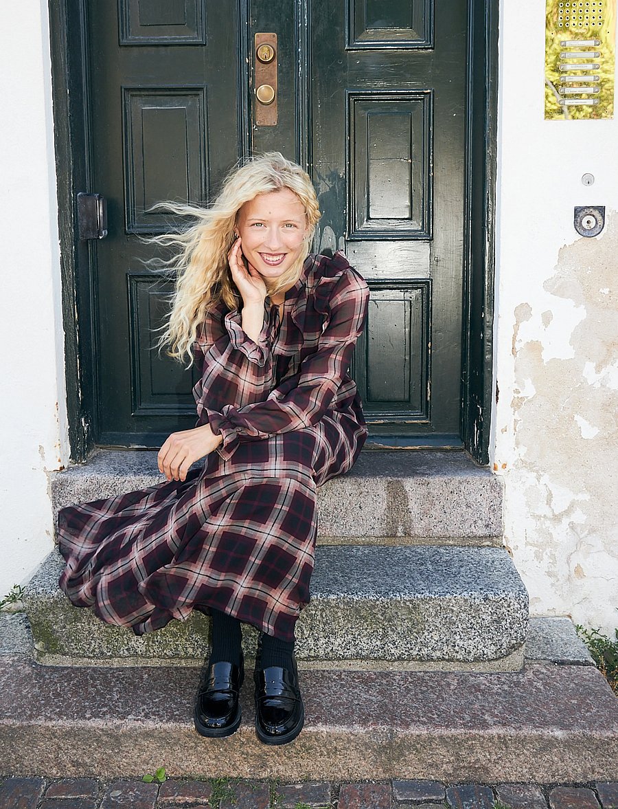 crās - Dittacras Dress - midi dresses - bordeaux check - 4