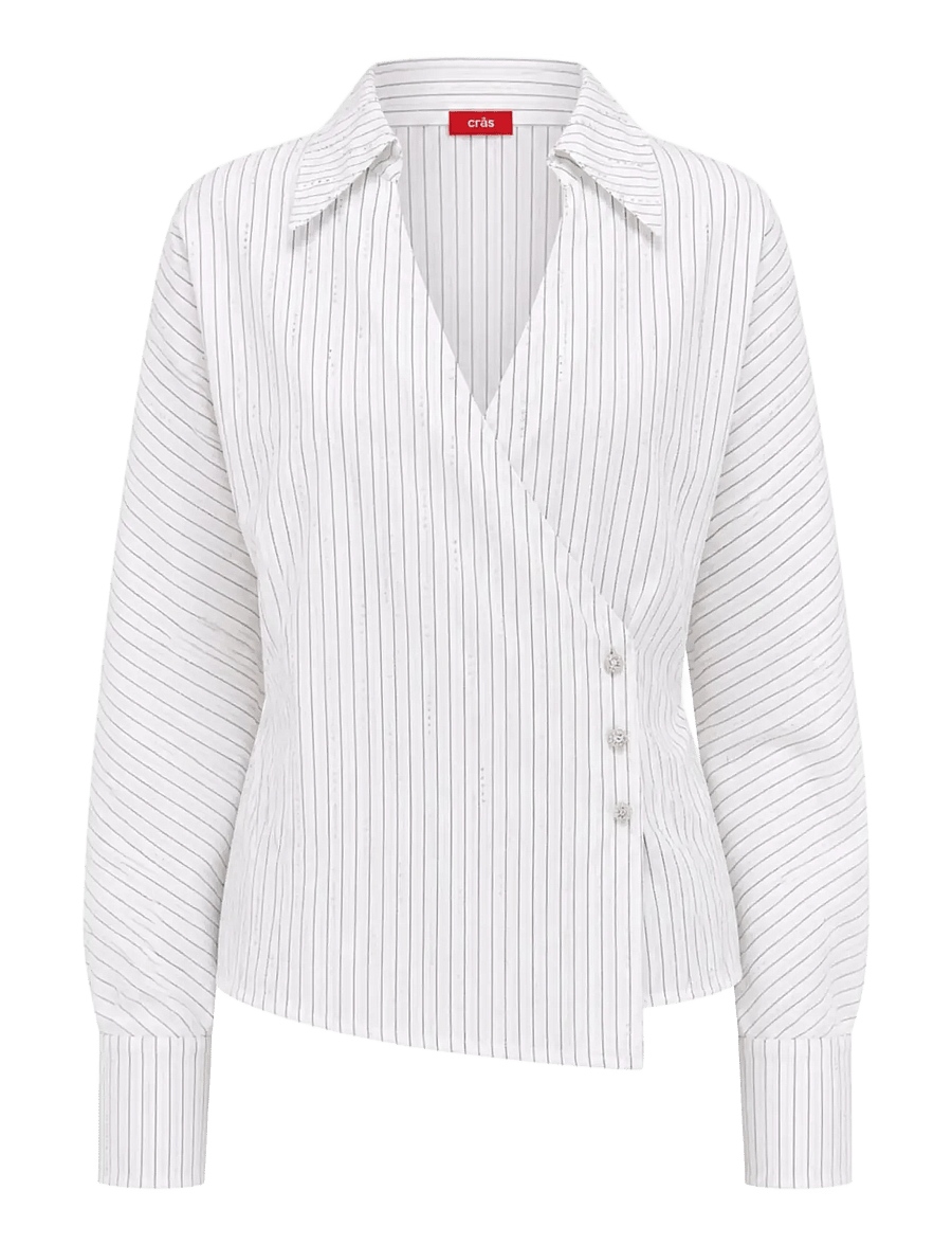 crās - Esmecras Shirt - langärmlige hemden - white stripe sparkle - 1
