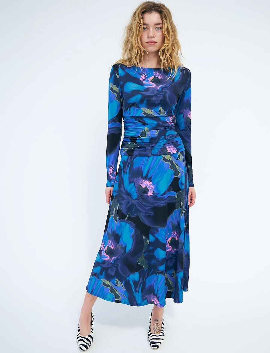 crās - Klaracras Dress - midiklänningar - poppy flower blue - 0