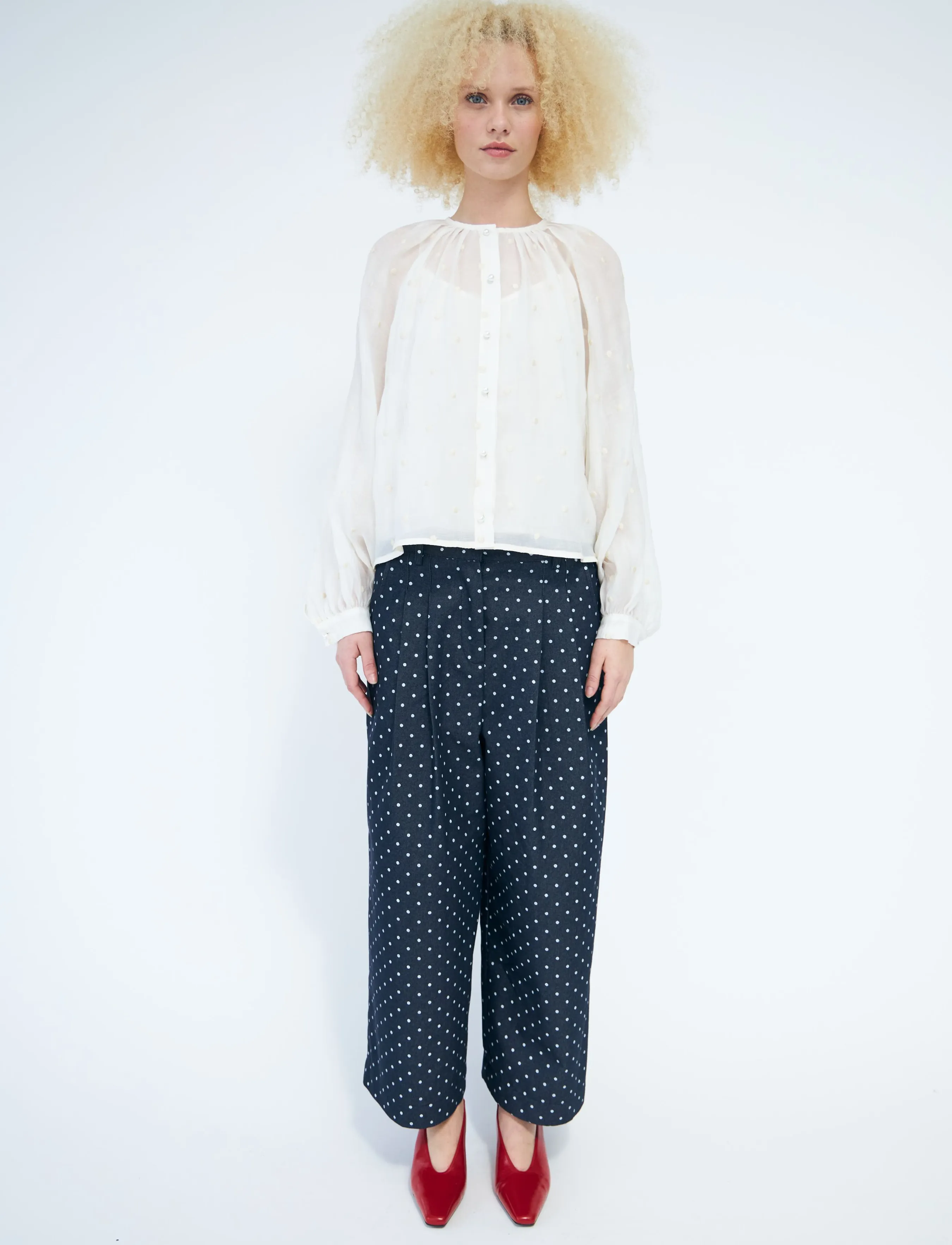 crās - Signecras Pants - laia säärega püksid - medium blue dot - 3