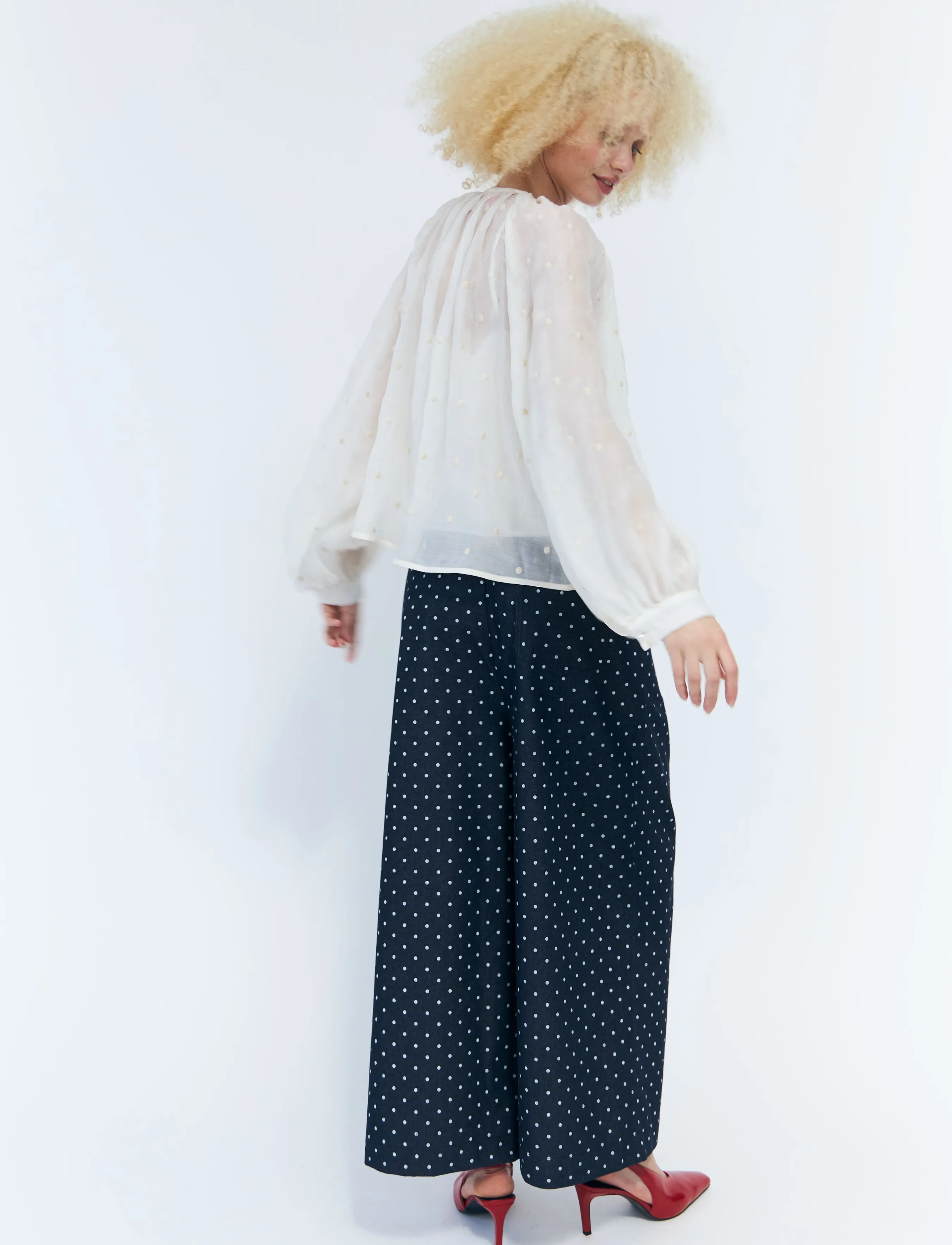 crās - Signecras Pants - laia säärega püksid - medium blue dot - 4