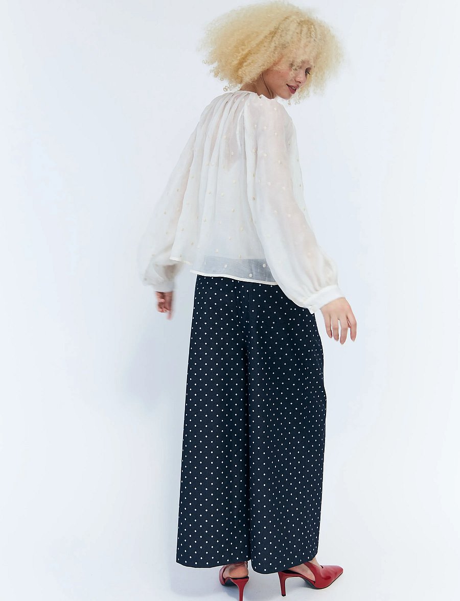crās - Signecras Pants - laia säärega püksid - medium blue dot - 4