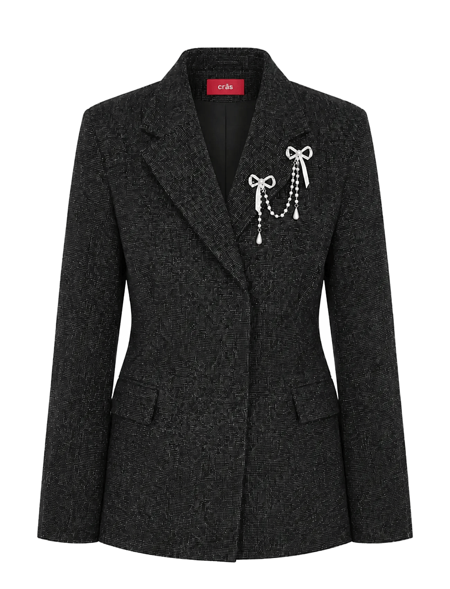 crās - Leonoracras Blazer - Üherealised pintsakud - salt and pepper - 1