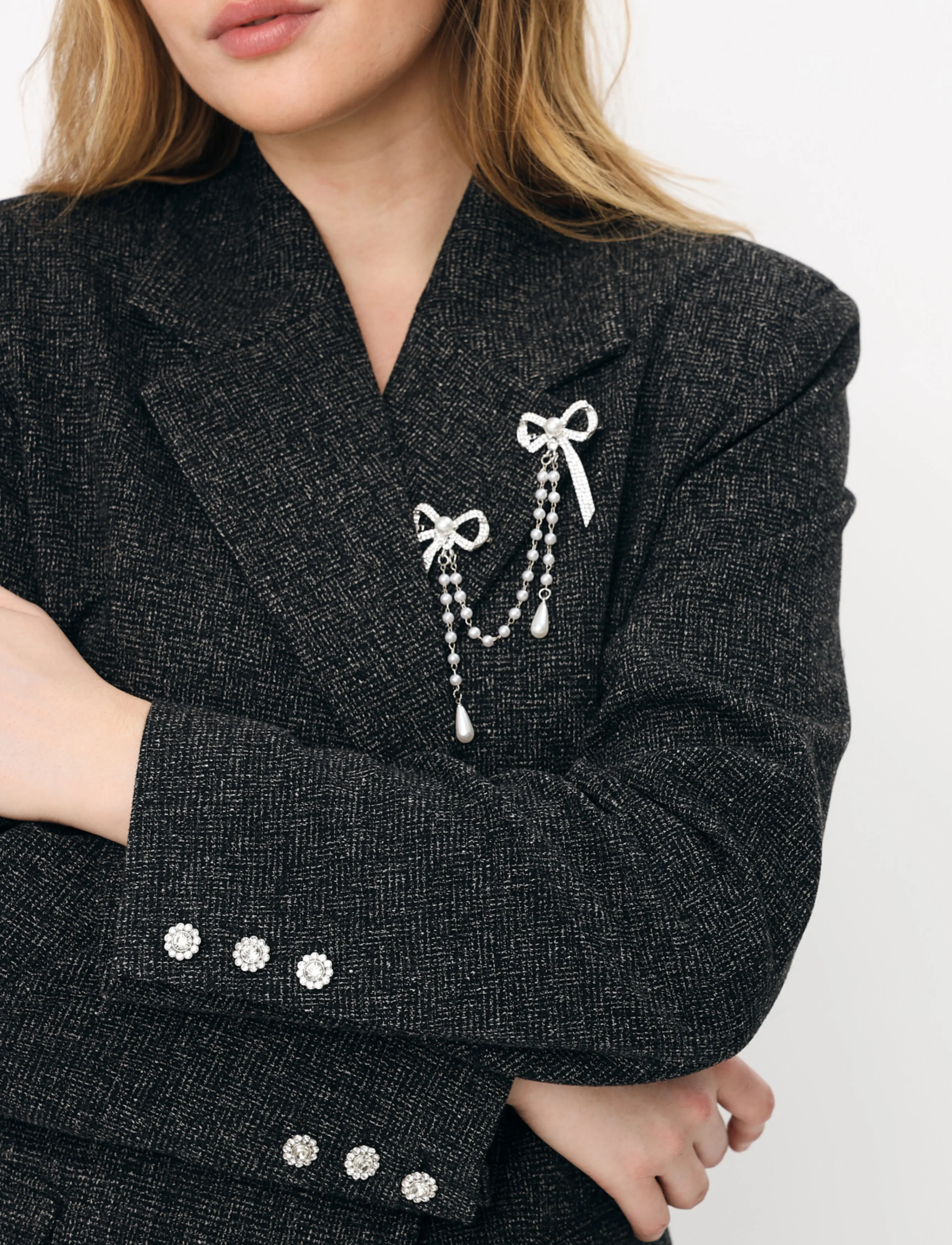 crās - Leonoracras Blazer - Üherealised pintsakud - salt and pepper - 4