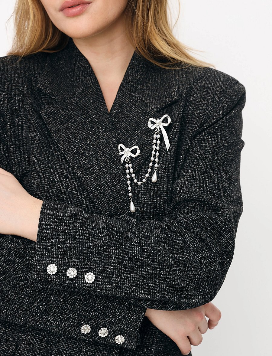 crās - Leonoracras Blazer - Üherealised pintsakud - salt and pepper - 4