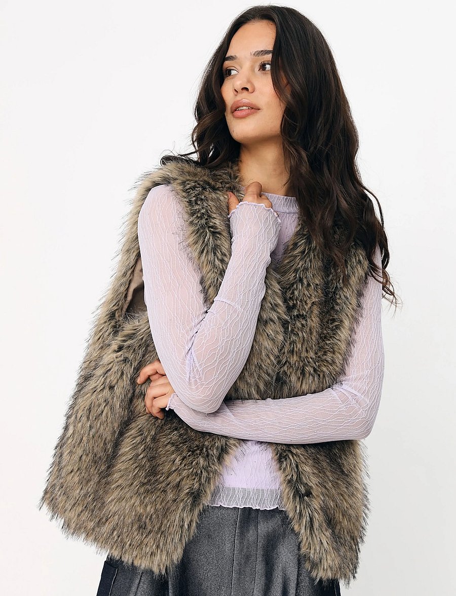 crās - Madiecras Vest - fleece- und teddy-westen - brown melange - 0