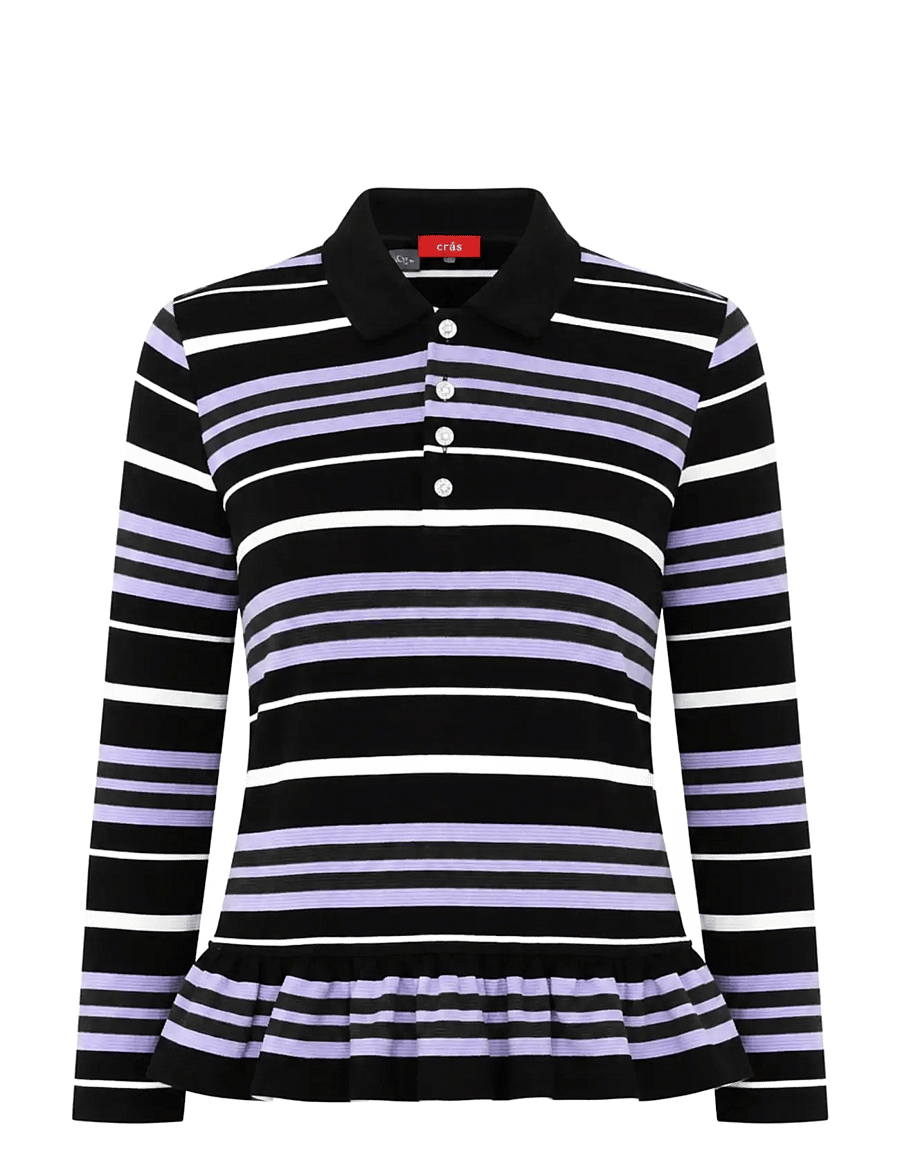 crās - Penelopecras Polo - polo shirts - black lavender stripe - 1