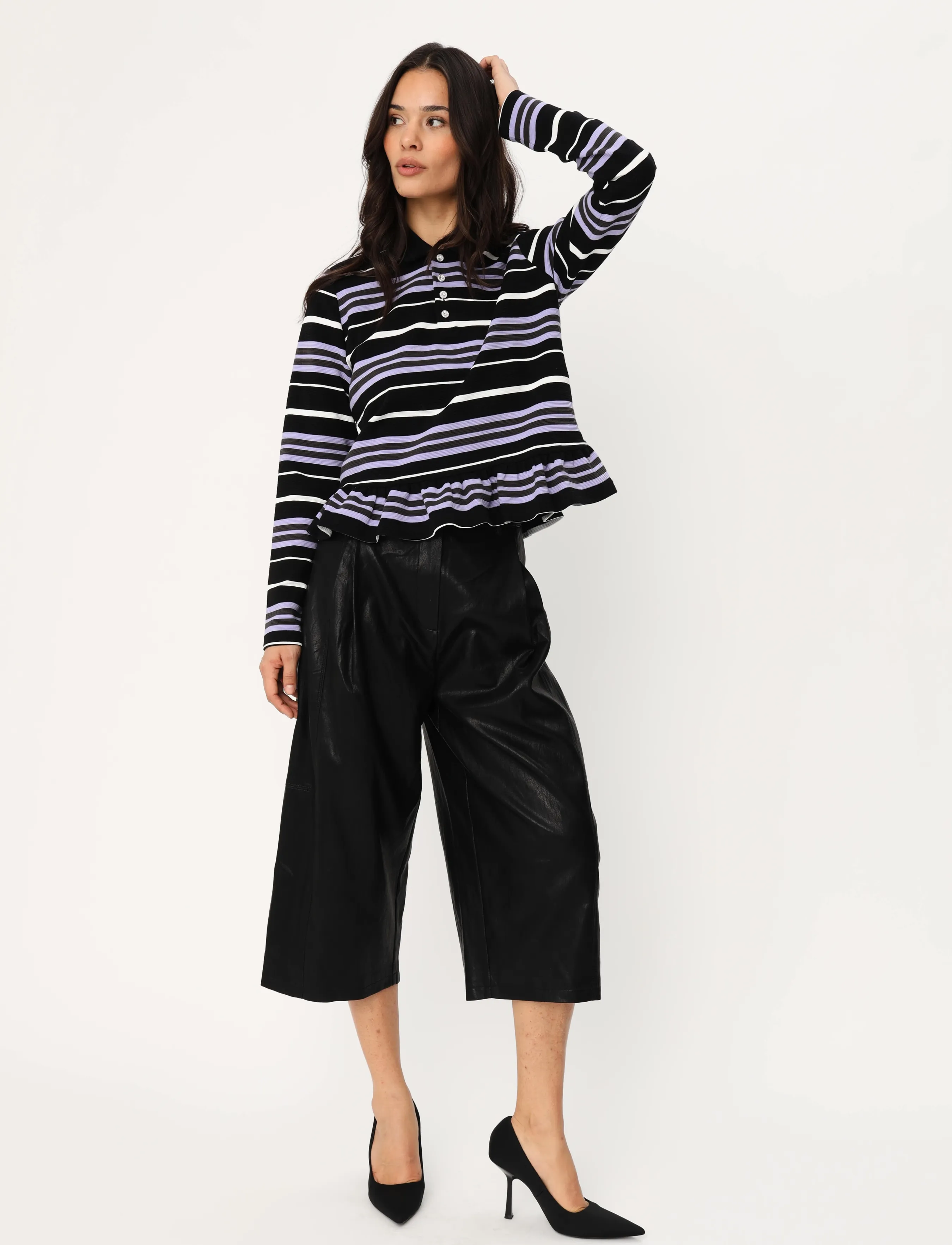 crās - Penelopecras Polo - polo shirts - black lavender stripe - 3