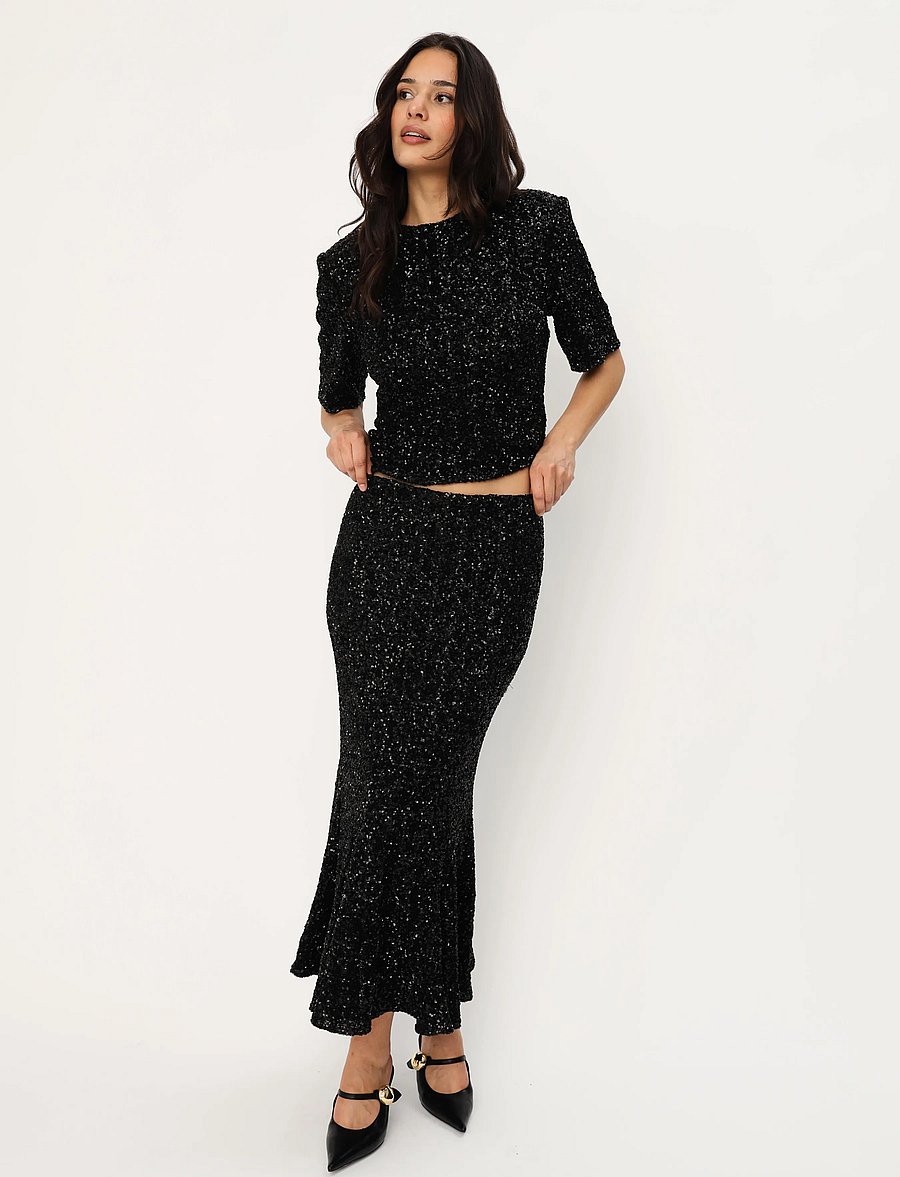 crās - Ziacras Skirt - pailletten-röcke - black - 4