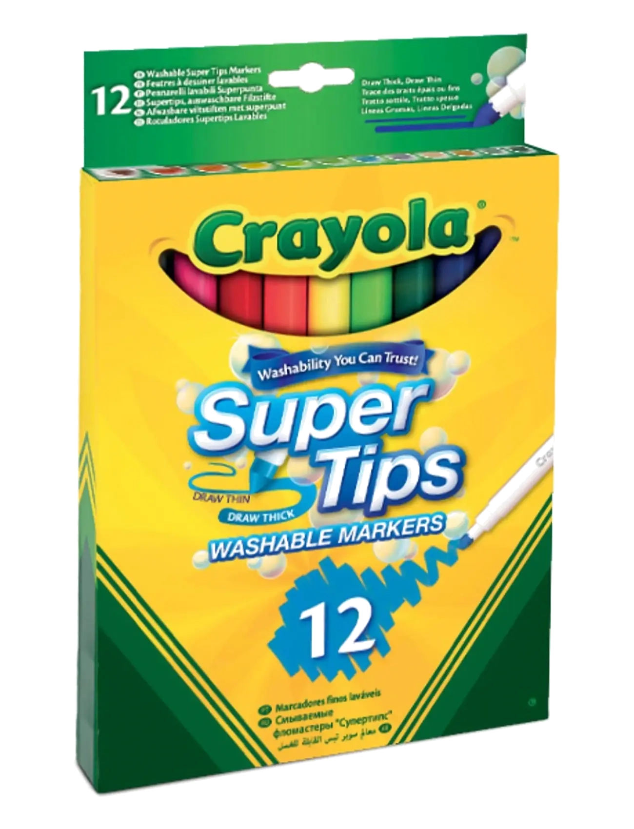 Crayola Supertips Washable Markers 12 Pcs, One Size, Drawing, Mehrfarbig/gemustert - Pencils, Kinder