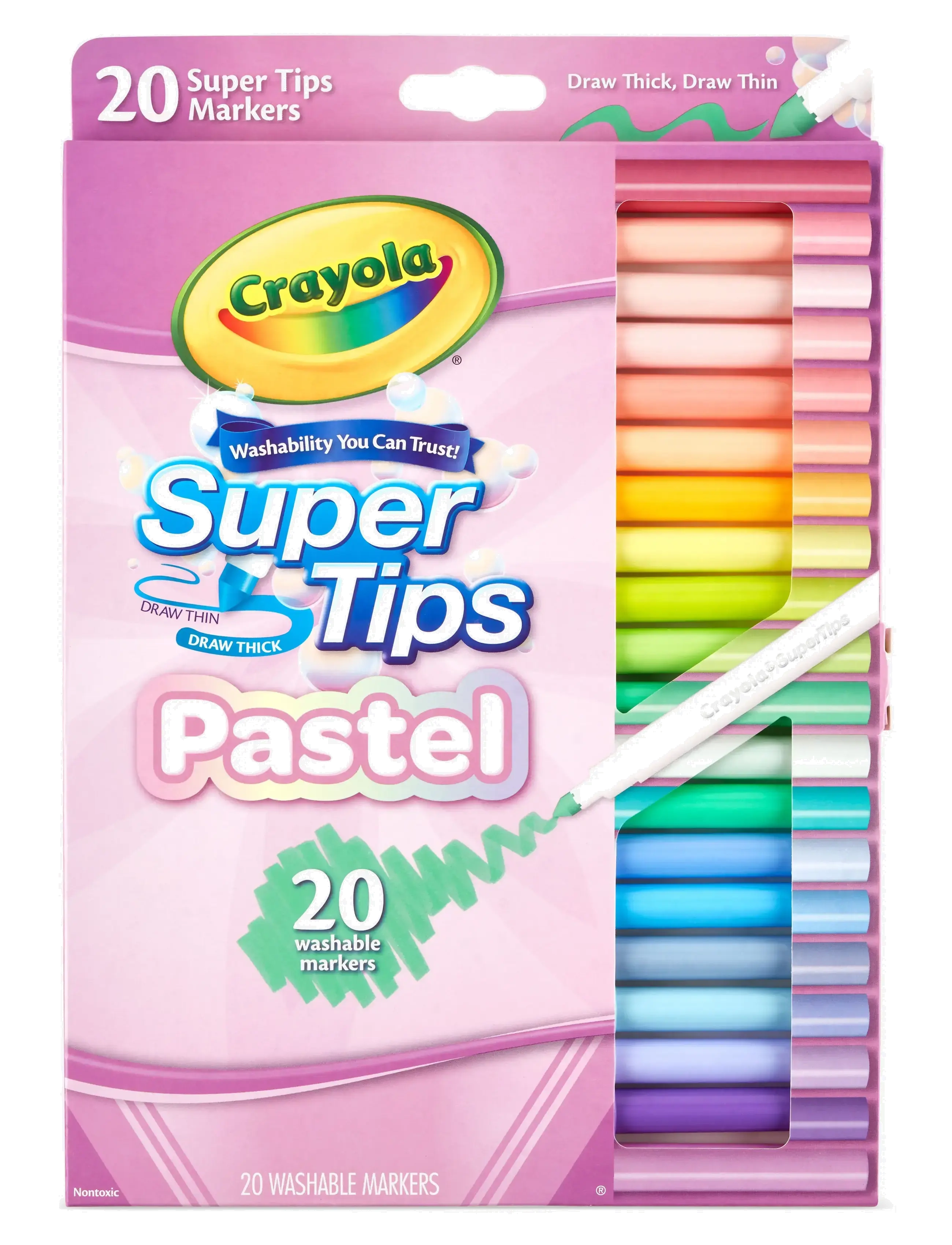 Crayola Crayola Supertips Pastel Washable Markers 20 Pcs, One Size, Multi/patterned, Tegning > Farveblyanter, Børn