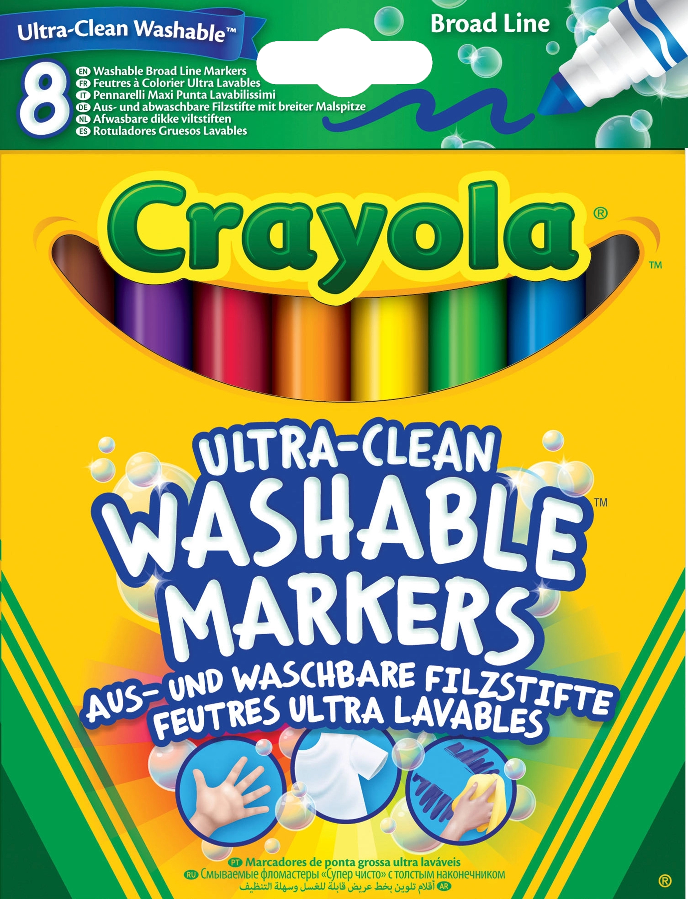 Crayola CRAYOLA 8 ULTRA CLEAN WASHABLE BROAD MARKERS - Leksaker - MULTI COLOURED / multi