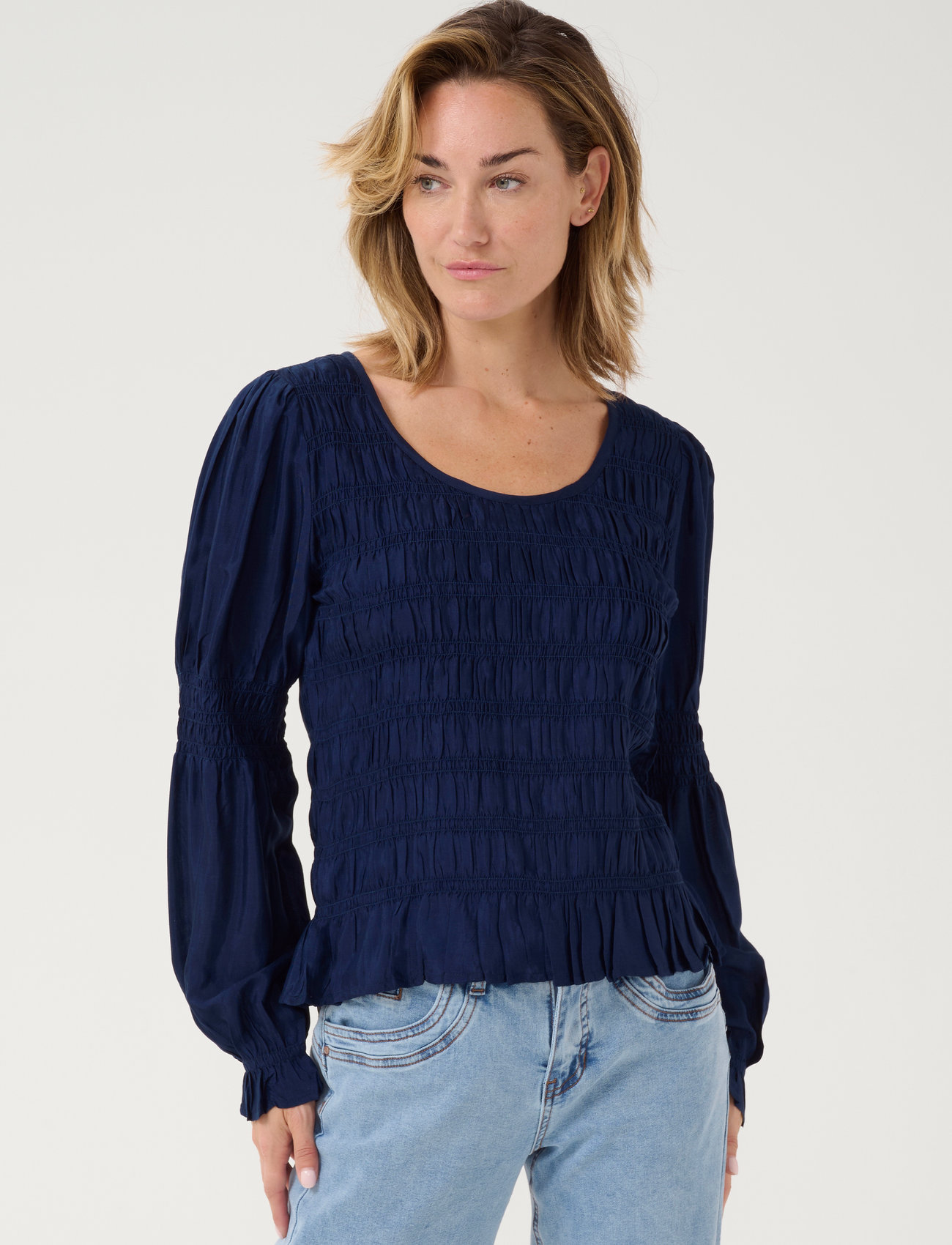 Cream Crhenva Ls Blouse - Navy - 34