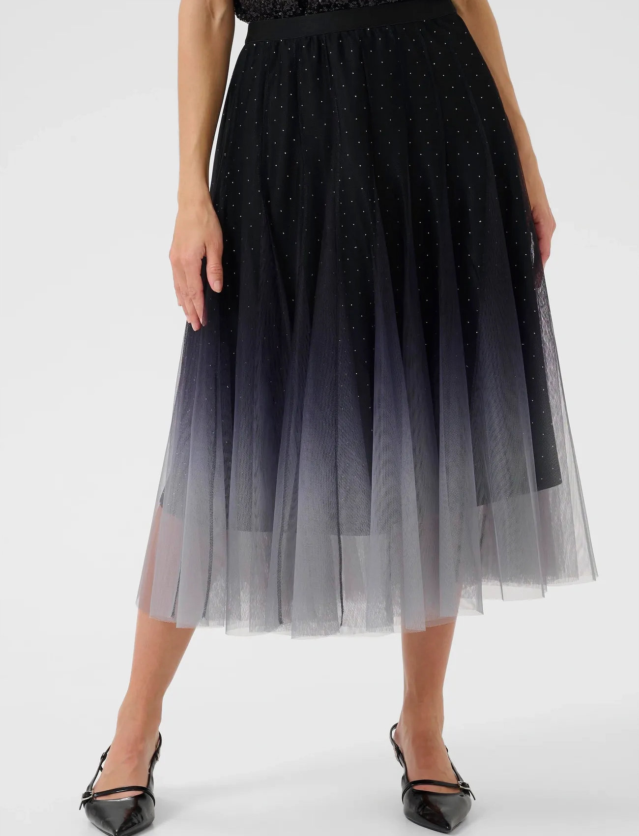 Cream Crglittery Mesh Skirt - Navy - XS