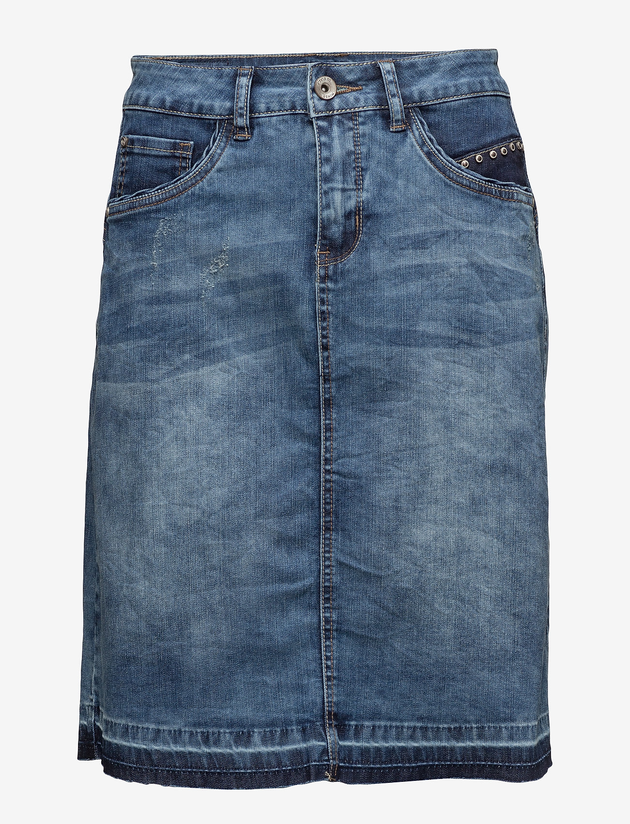 Cream - Patched denim Skirt - jeansröcke - rich blue denim - 0