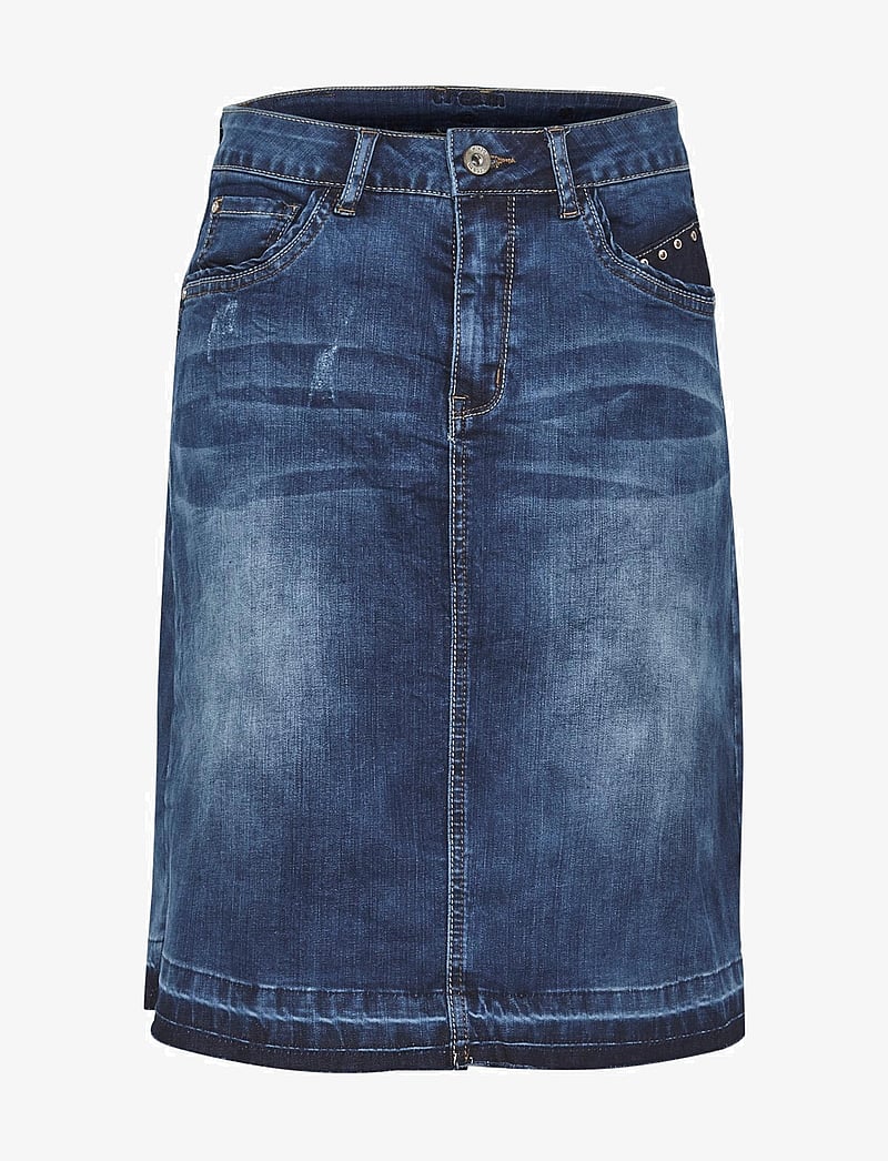 Cream - Patched denim Skirt - farkkuhameet - rich blue denim - 1